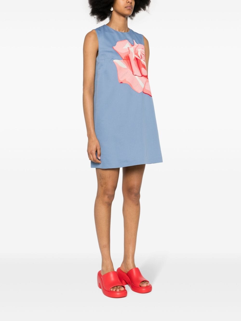 Rose-embroidered mini dress - 3