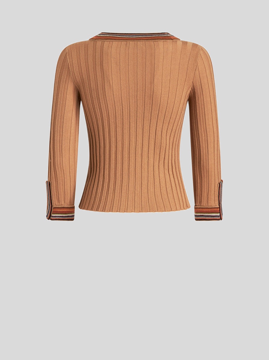 WOOL JUMPER WITH STRIPED NECK - 5