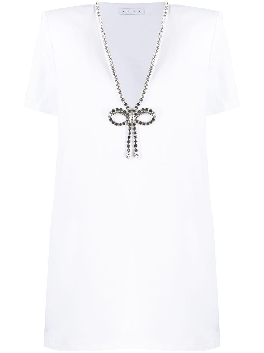 crystal-embellished V-neck minidress - 1