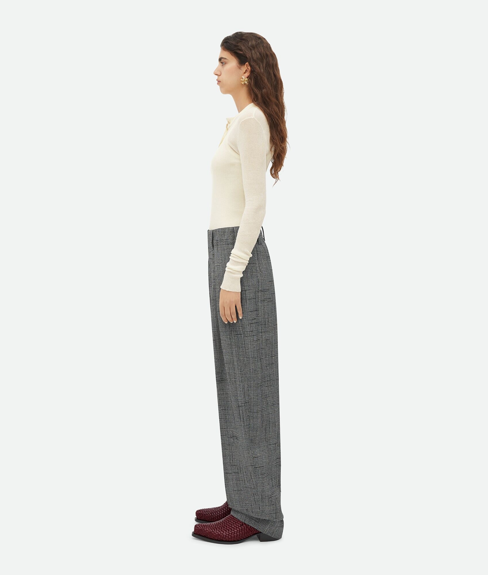 Viscose And Silk Criss-Cross Wide Leg Pants - 2