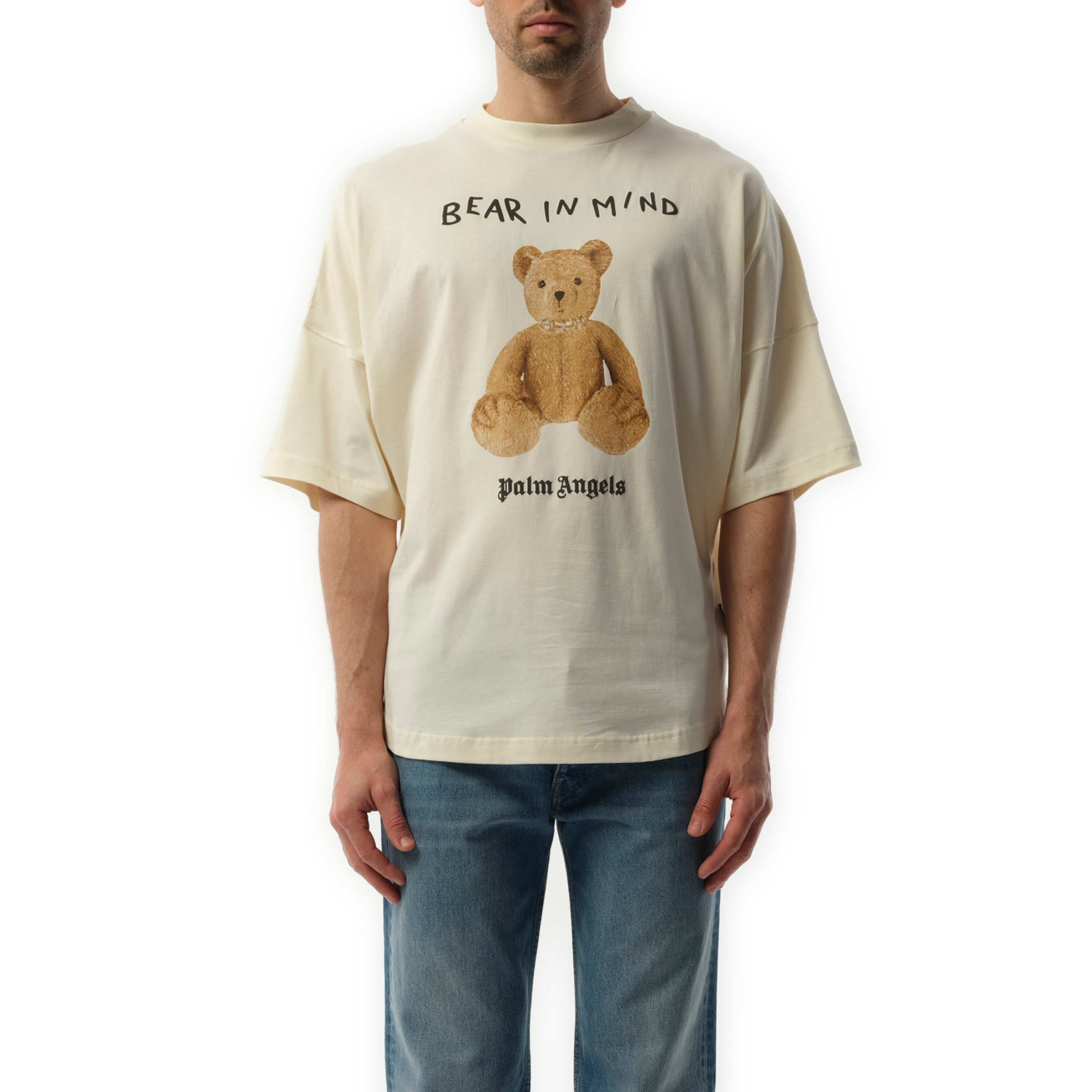 Bear in Mind Oversize T-Shirt in Off White/Brown - 1