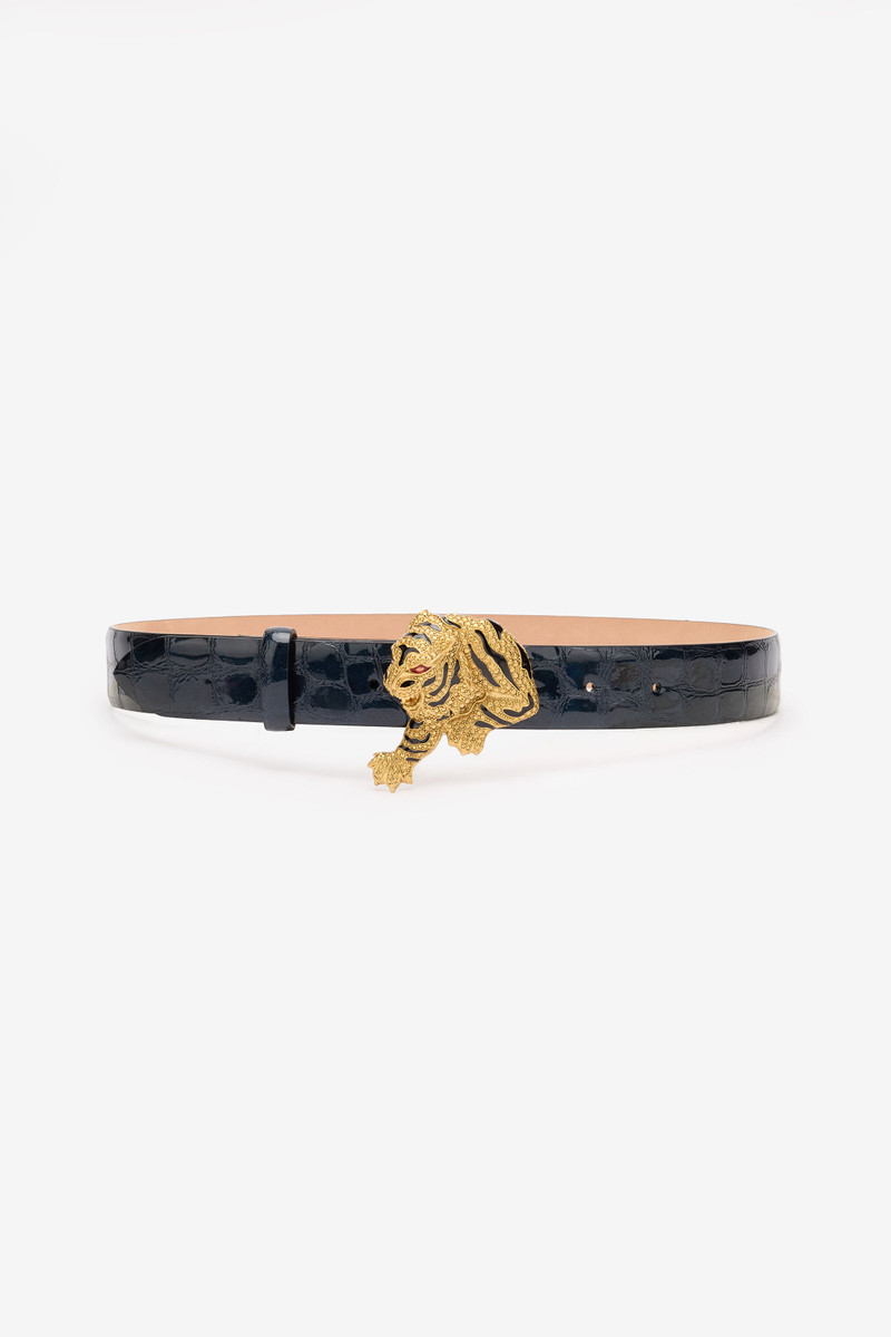 Crocodile-Effect Belt With Bejeweled Tiger 1