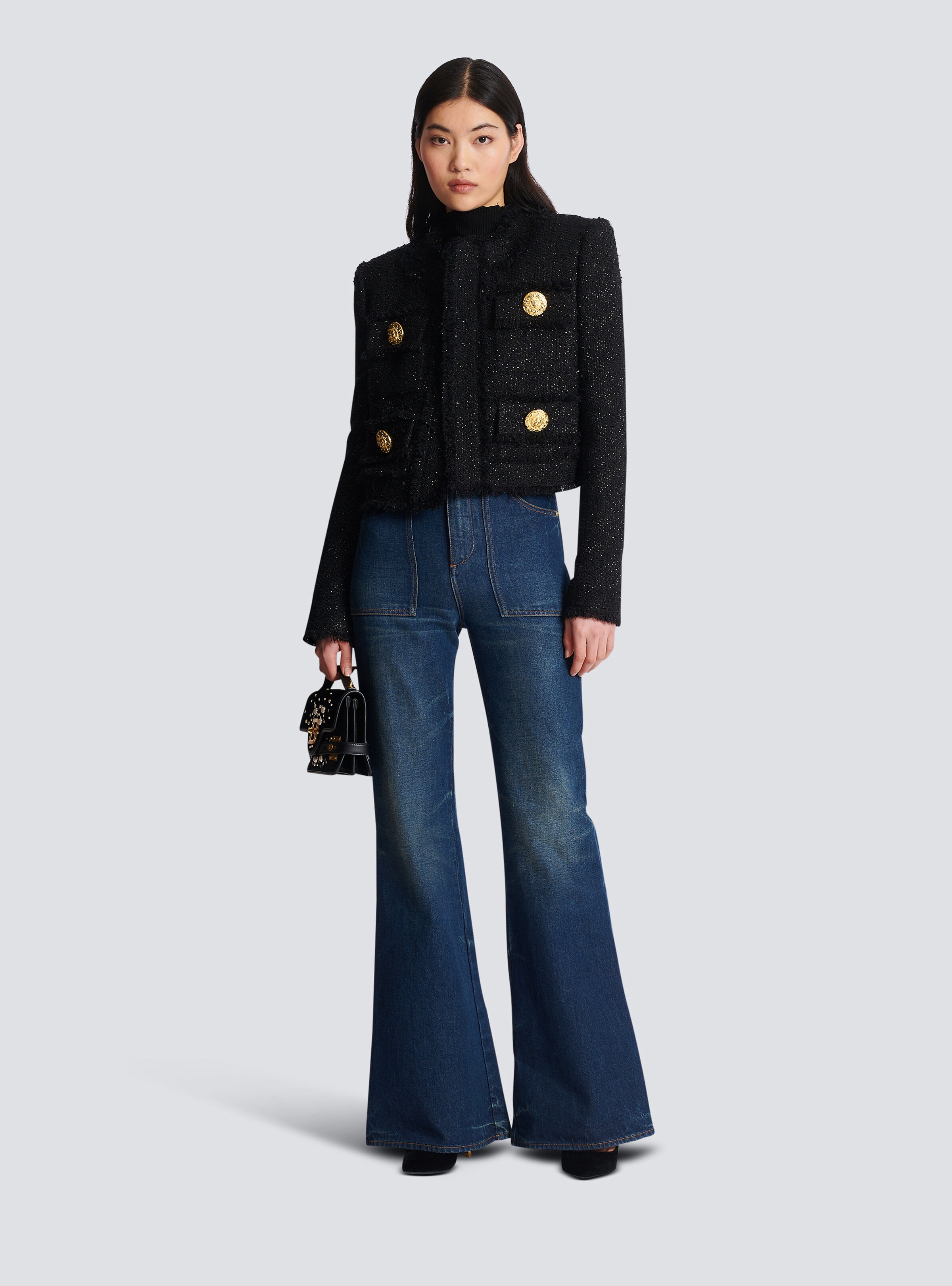 Cropped lurex tweed jacket - 2