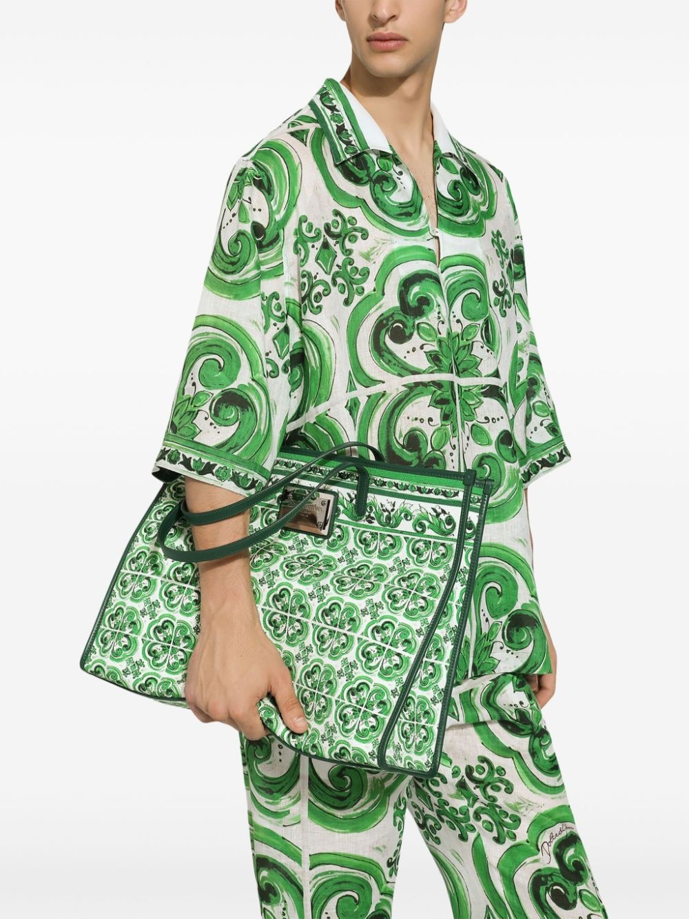 Majolica-print canvas tote bag - 2