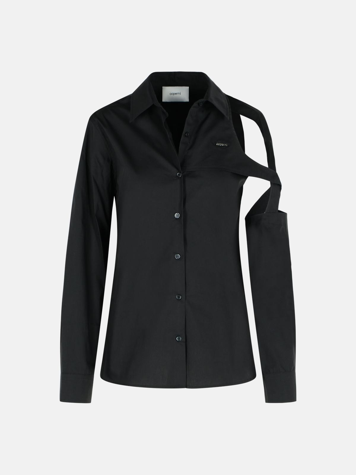 'CUTOUT' BLACK COTTON SHIRT - 1