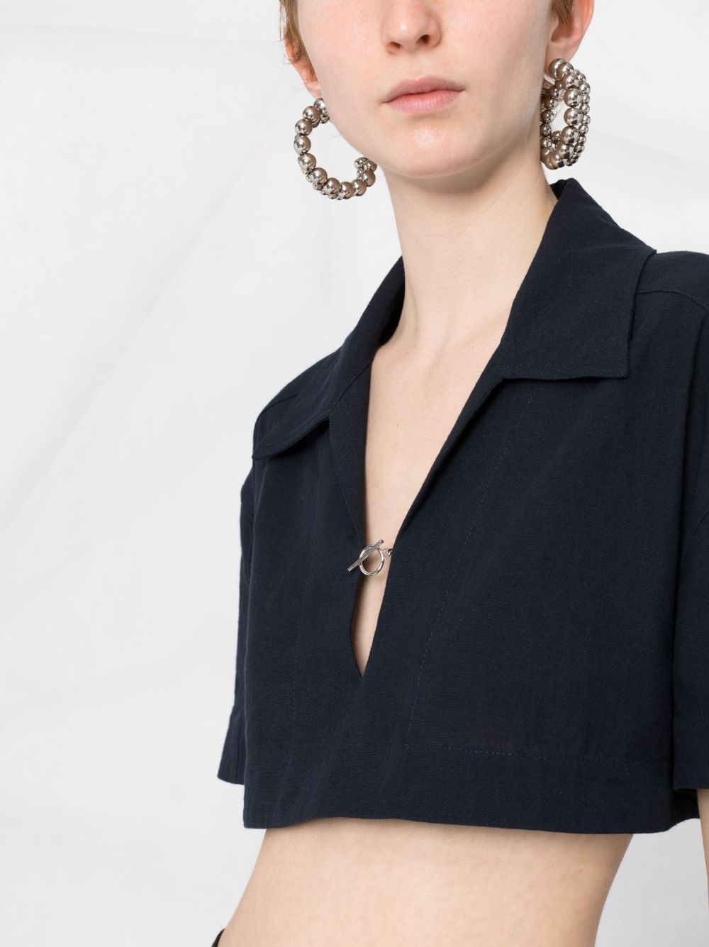 hemp-cotton cropped shirt - 5