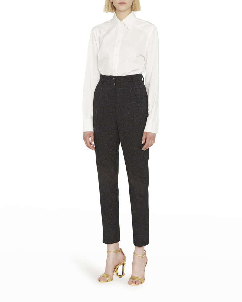 Jacquard High-Waisted Straight-Leg Pants 3
