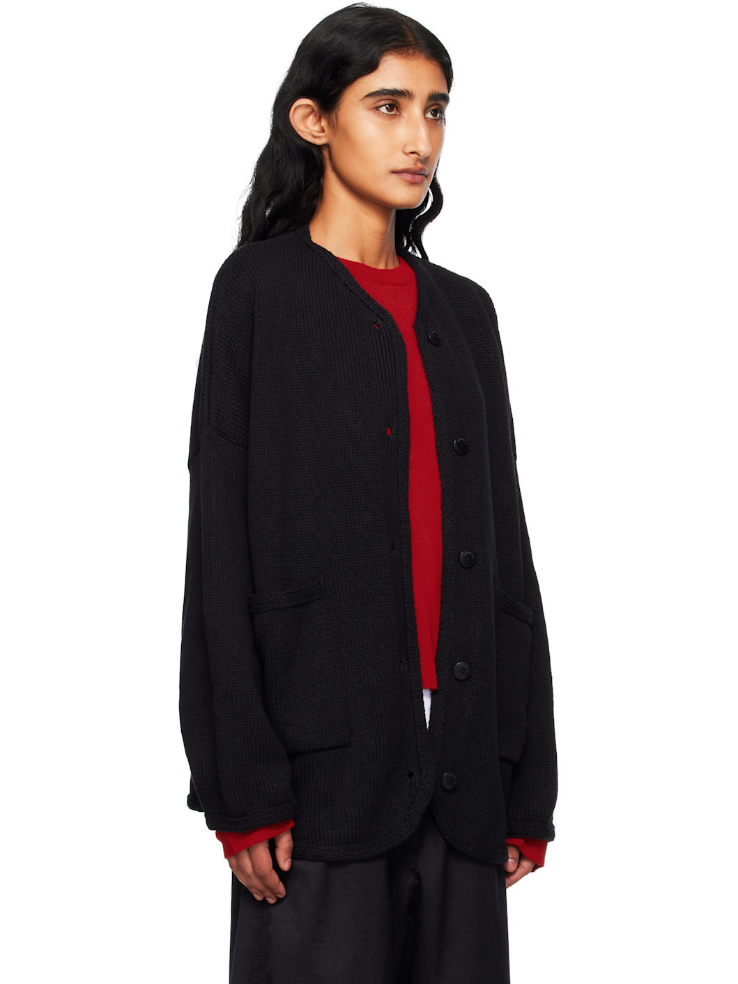 Black Cotton Cardigan - 2