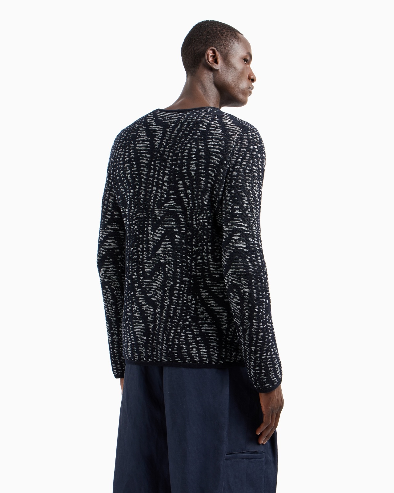 JACQUARD COTTON, VISCOSE AND CASHMERE CREW-NECK JUMPER - 3