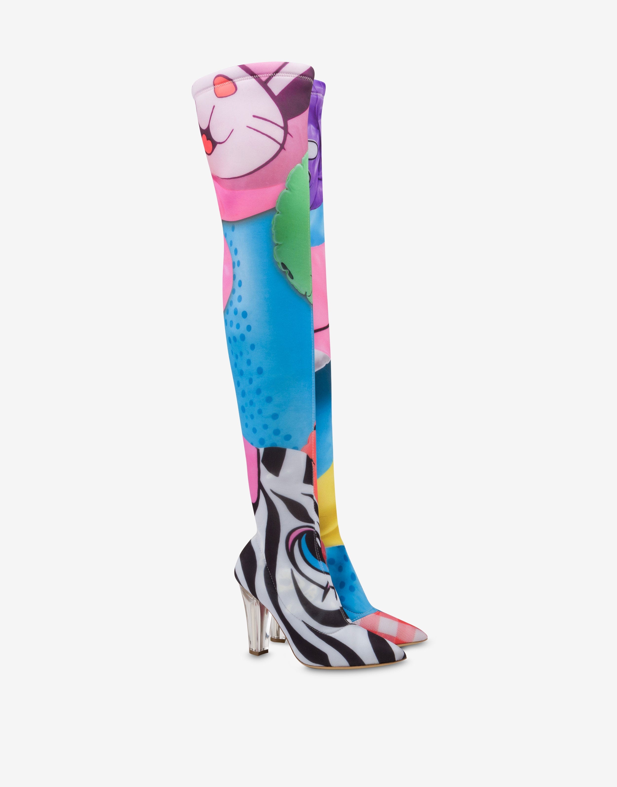 Moschino INFLATABLE ANIMALS OVER-THE-KNEE BOOTS | REVERSIBLE