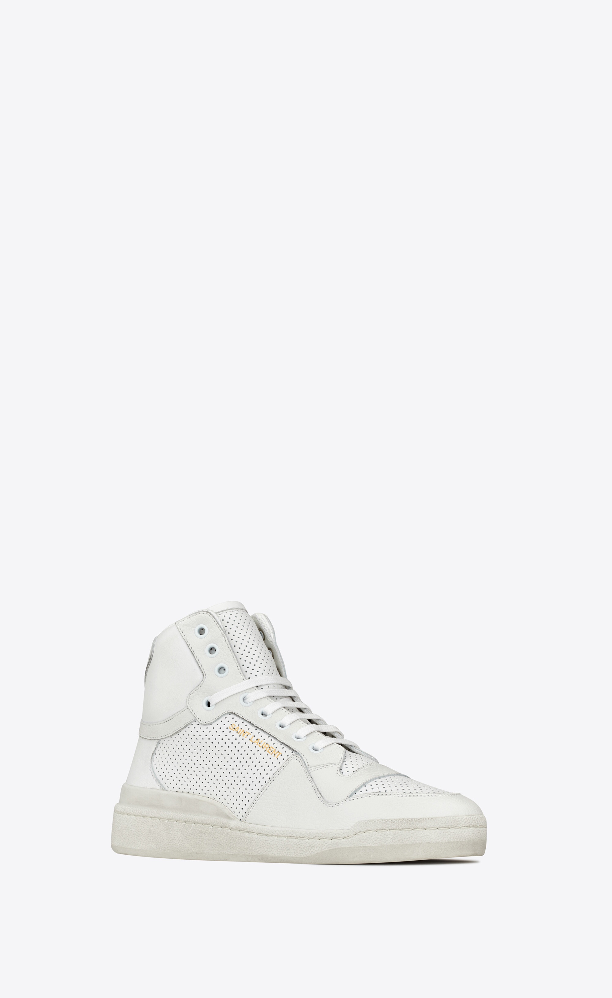 SAINT LAURENT sl24 mid-top sneakers in used-look perforated