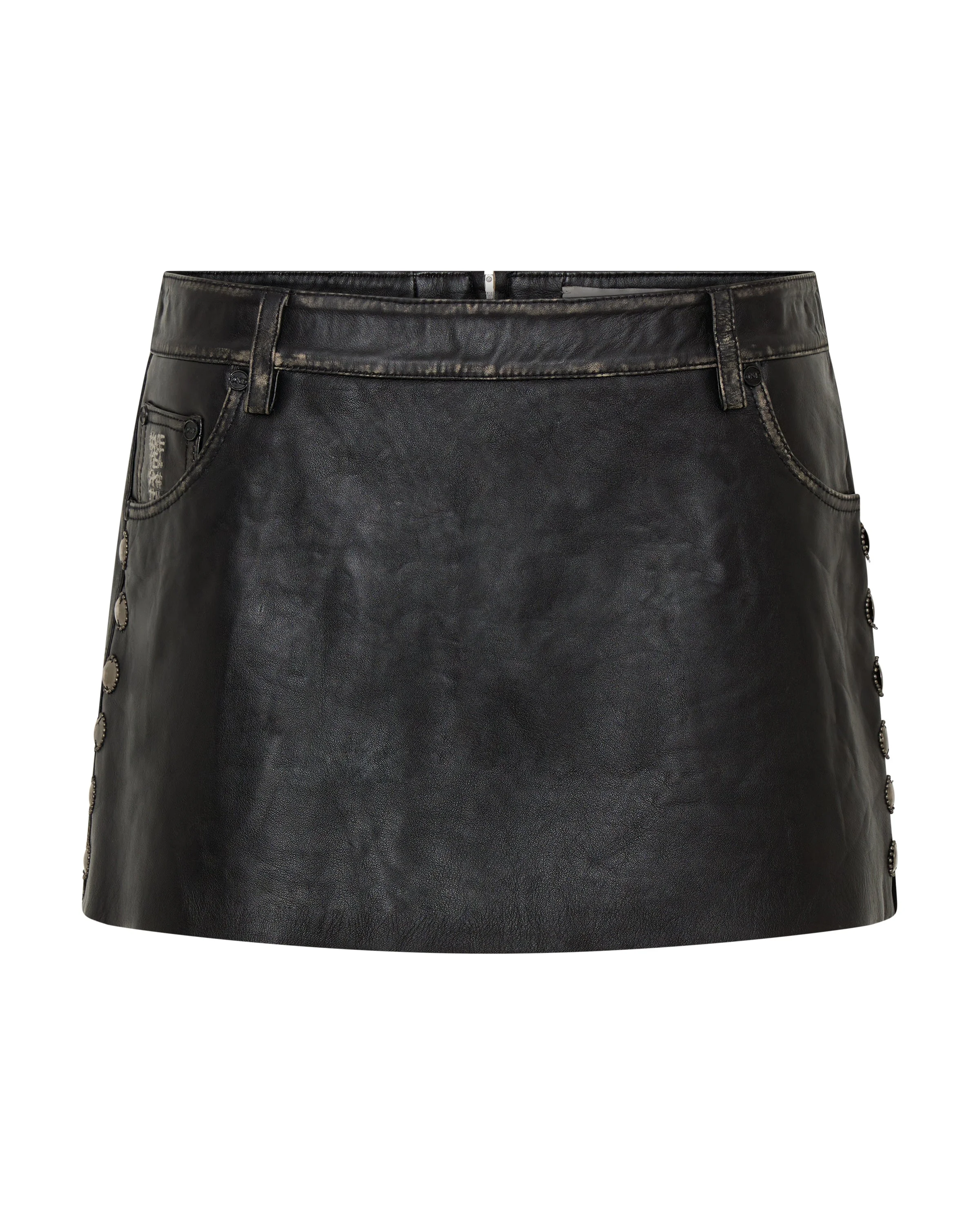 City Nights Axel Low Waist Micro Mini Leather Skirt - Black - 1