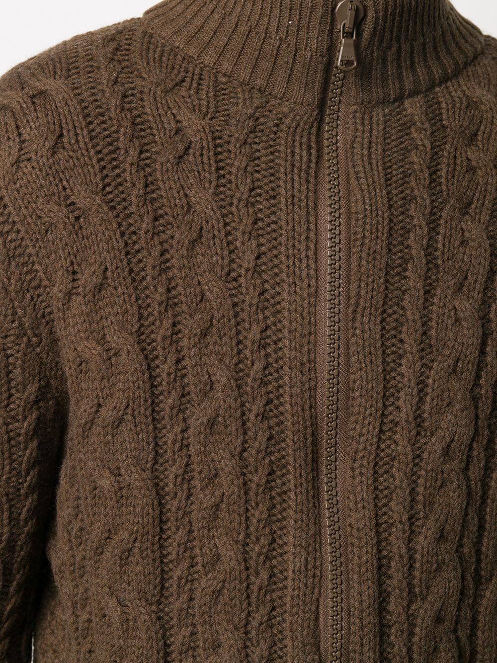 zip-through cable knit sweater - 5