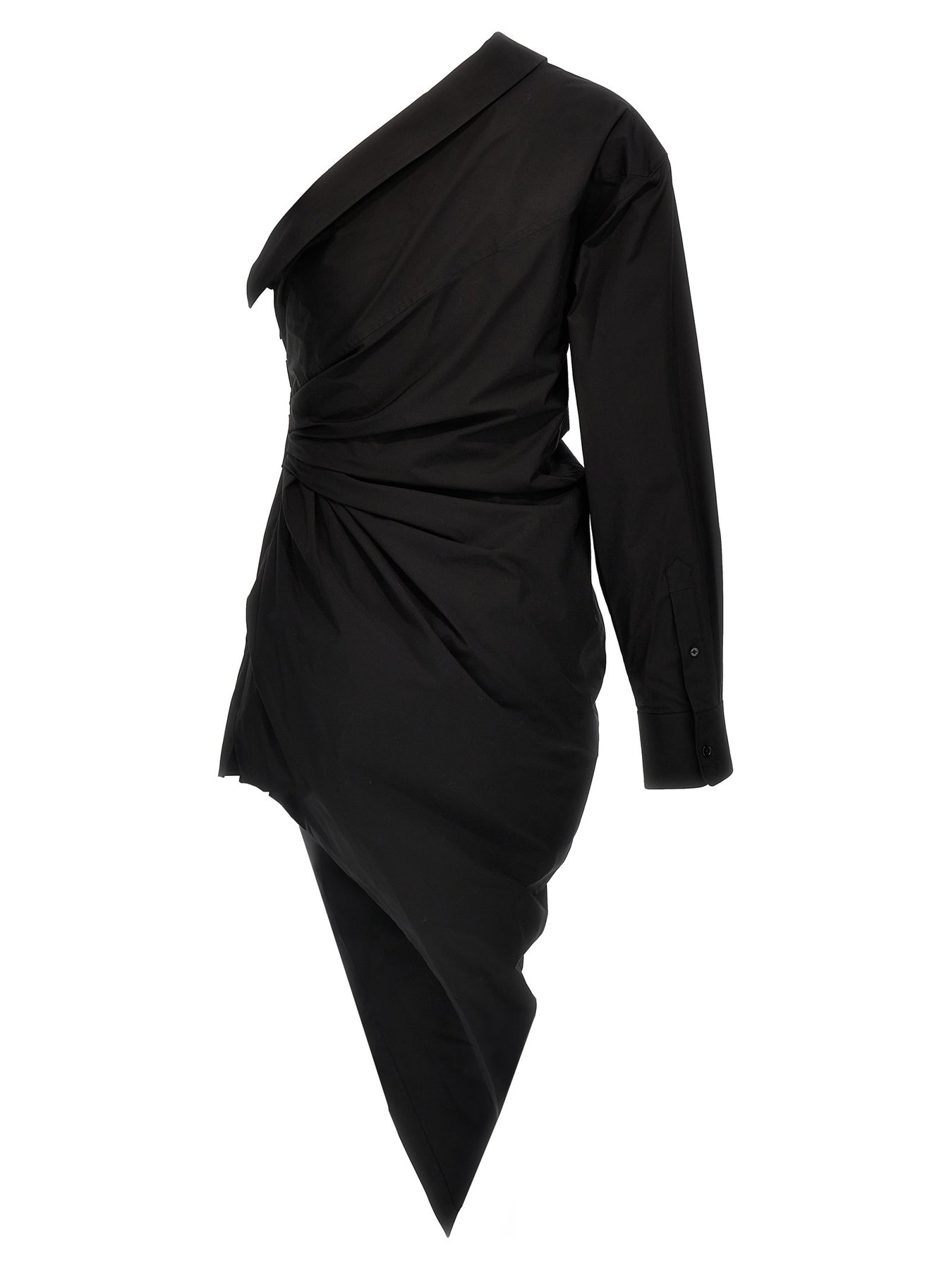 Asymmetrical Shirt Dress Shirt, Blouse Black - 2