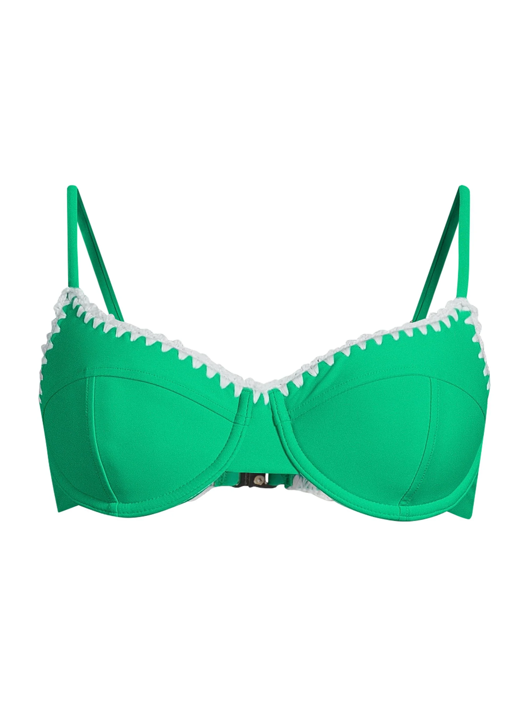 Women's Emmeline Balconette Bikini Top - Palm Green White Crochet - 1