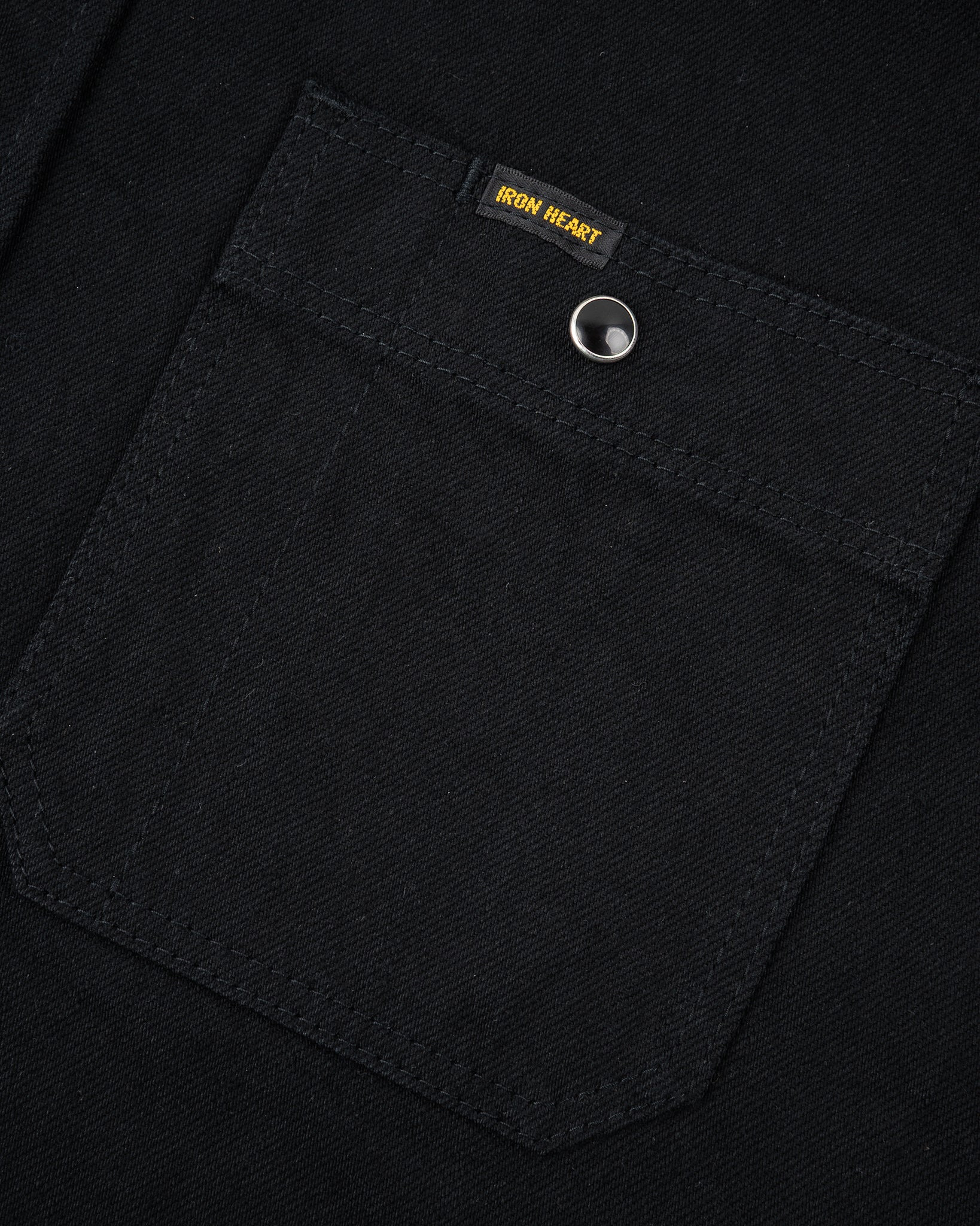 IHSH-338-BLK 12oz Selvedge Denim Work Shirt With Snaps - Black/Black - 11
