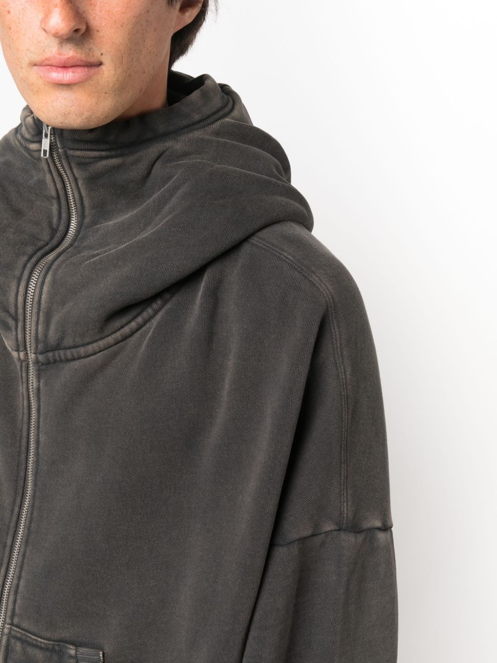 zip-fastening cotton hoodie - 6