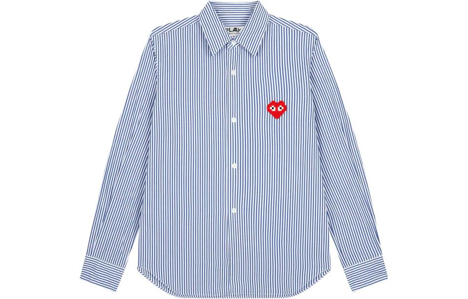 COMME des GARCONS PLAY Striped Shirt Red Emblem 'Blue' AZ-B024-051-1 - 2