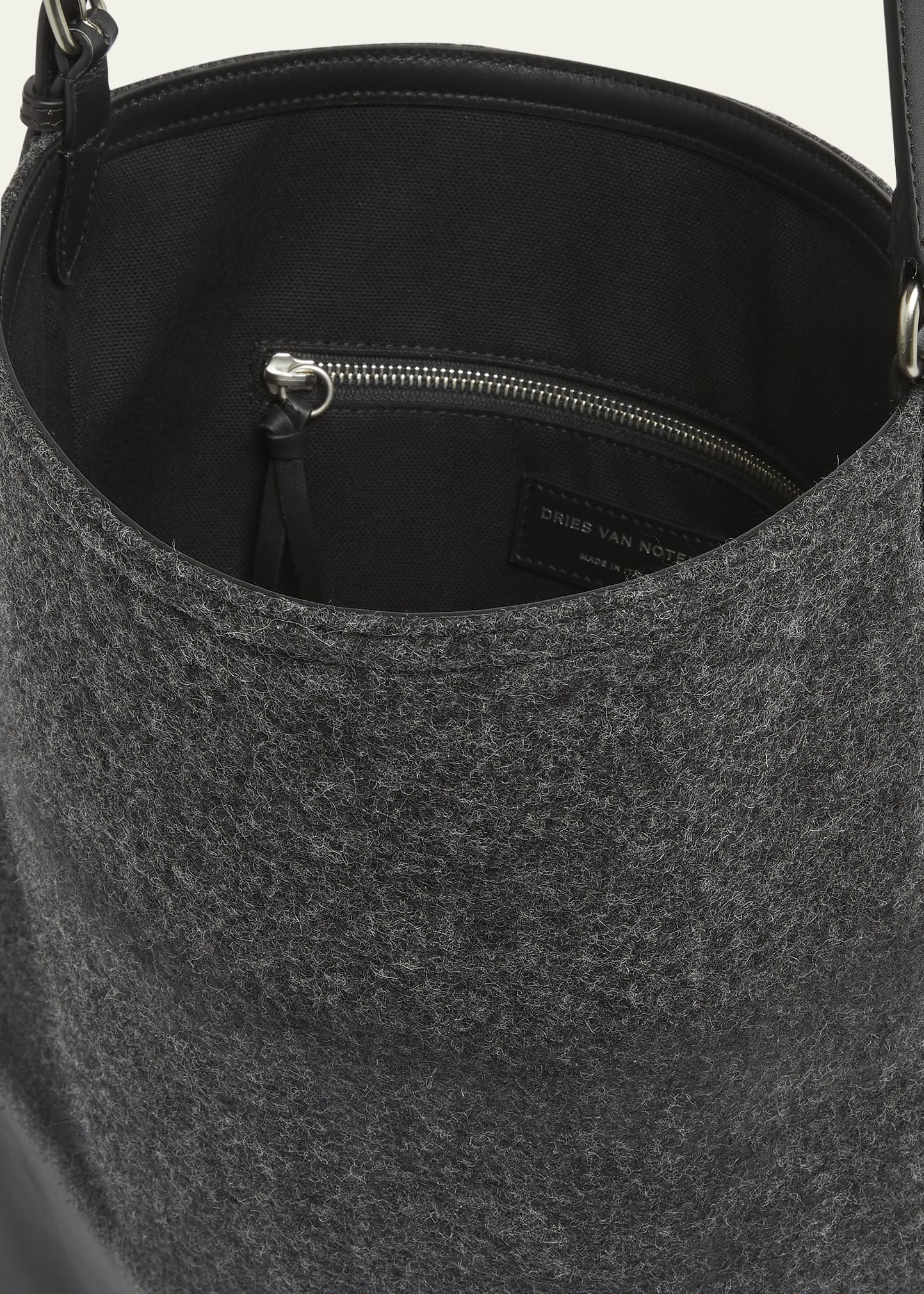 Men's Wool and Leather Crossbody Bag - 4