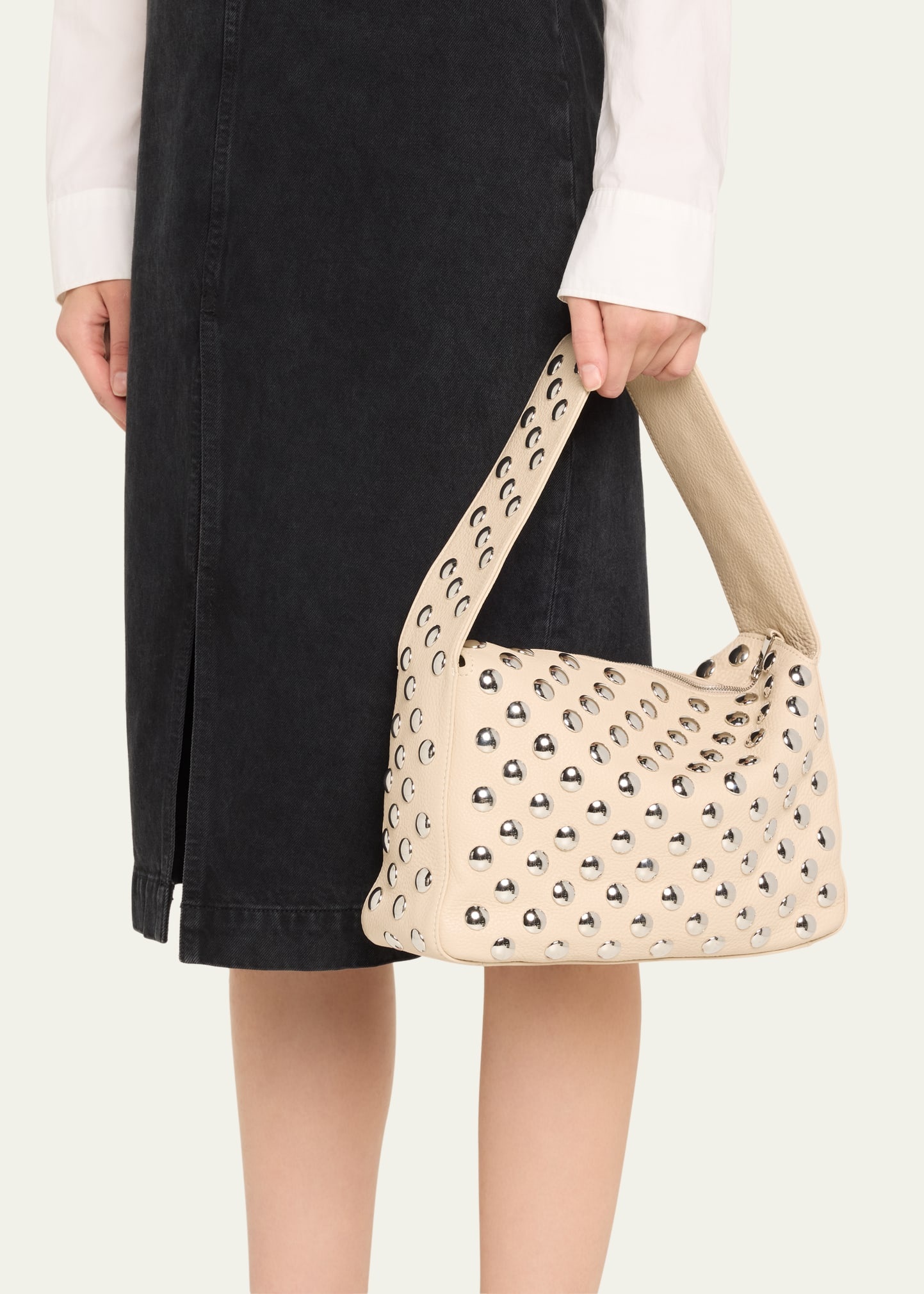 Elena Studded Leather Shoulder Bag - 2