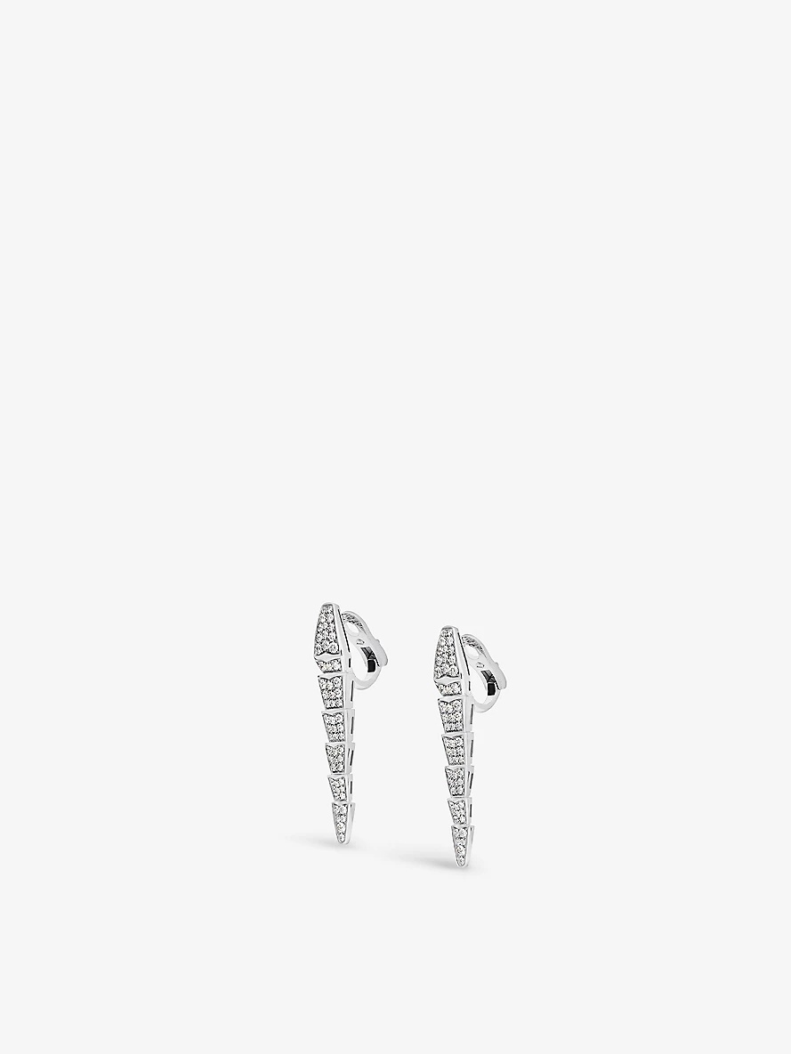 Serpenti 18kt white-gold earrings with full pavé diamonds - 3