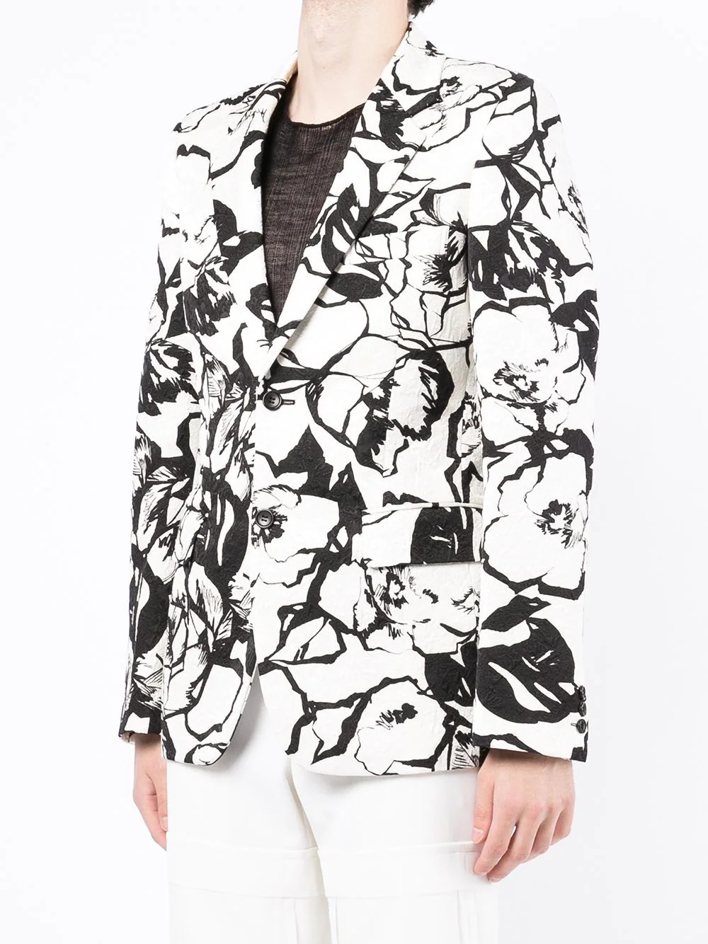 floral single-breasted blazer - 3