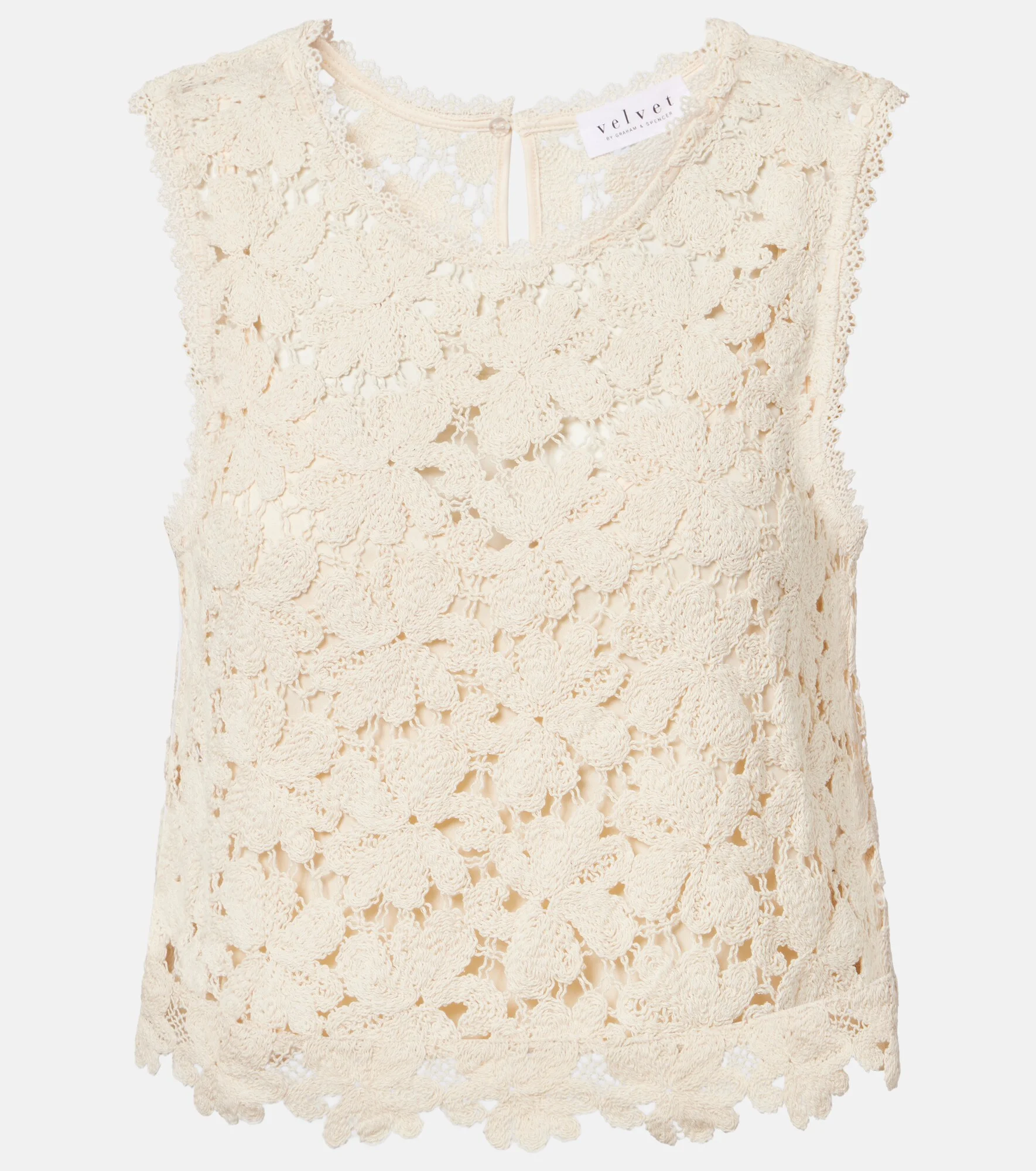 Simona cotton-blend guipure lace top - 1