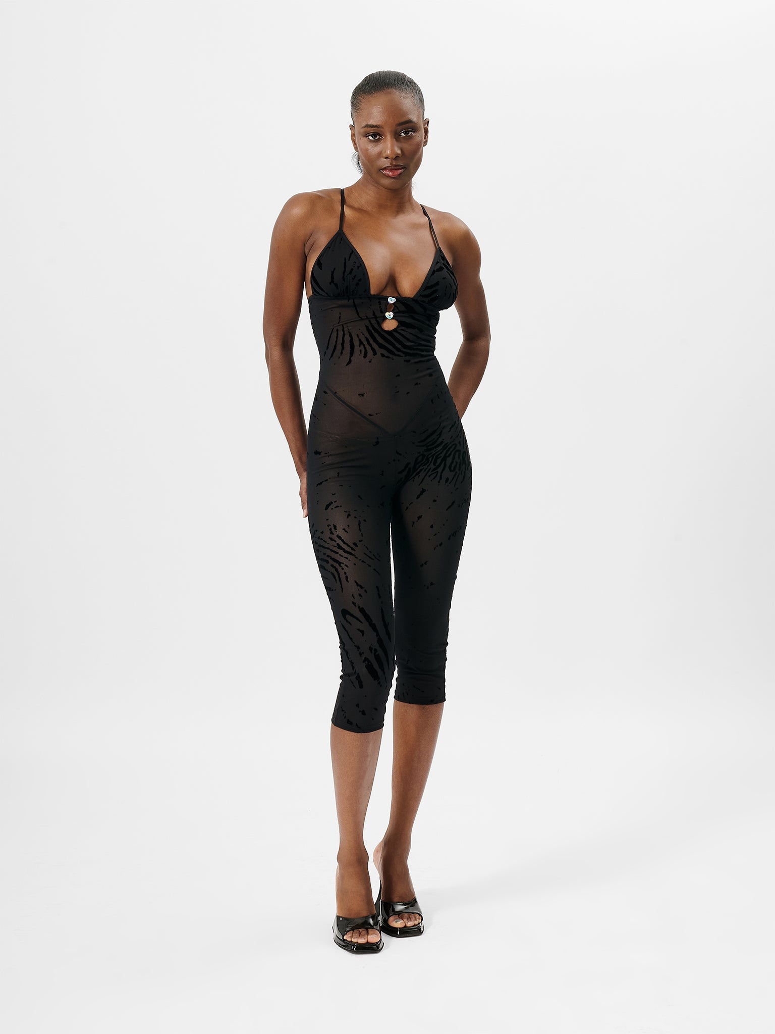 SCARLETT PEDAL PUSHER JUMPSUIT BLACK ZEBRA PRINT - 8
