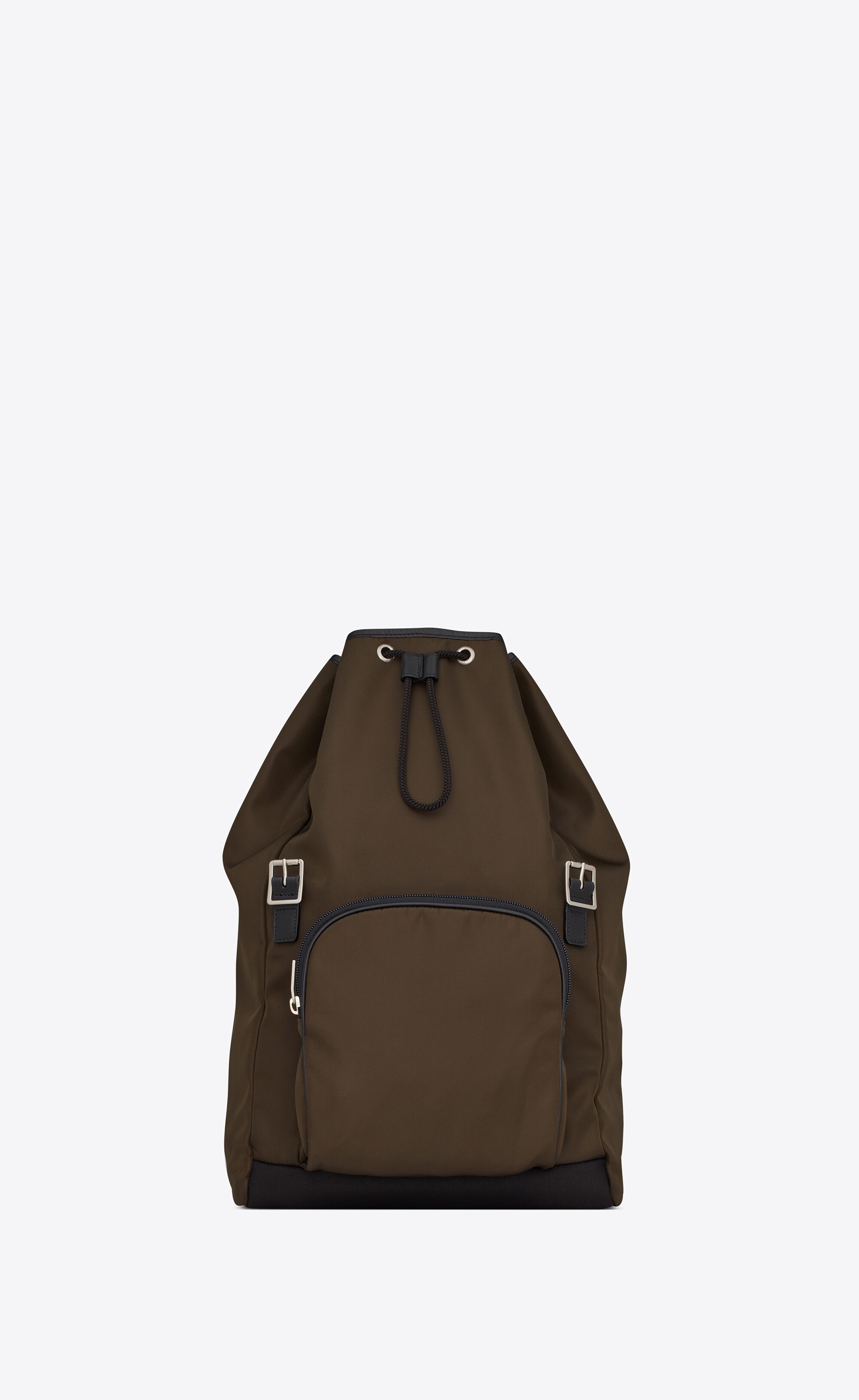 city flap backpack in econyl®, smooth leather and nylon - 4
