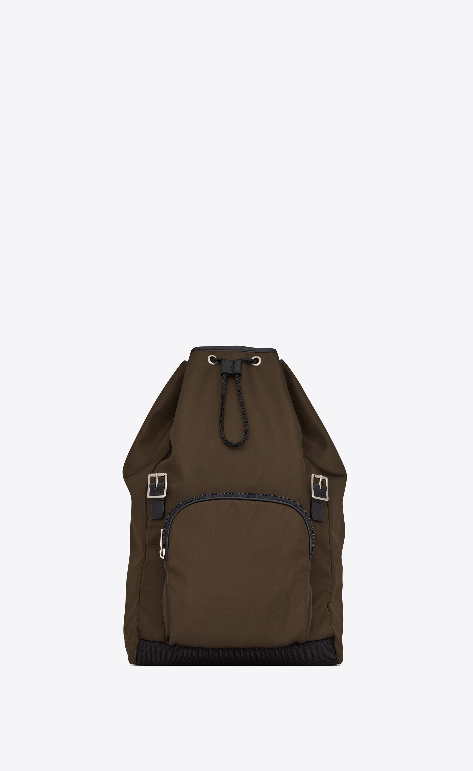 city flap backpack in econyl®, smooth leather and nylon - 2