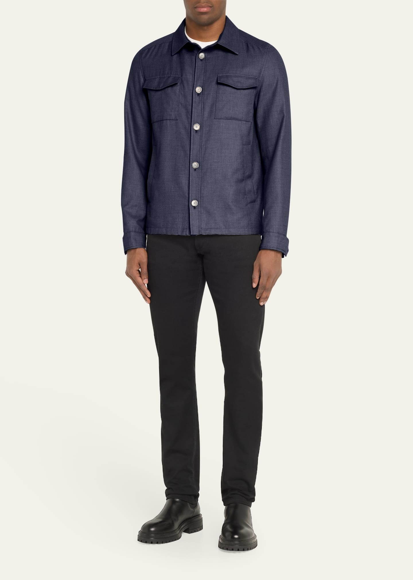Men's Coated Cashmere-Blend Overshirt - 2