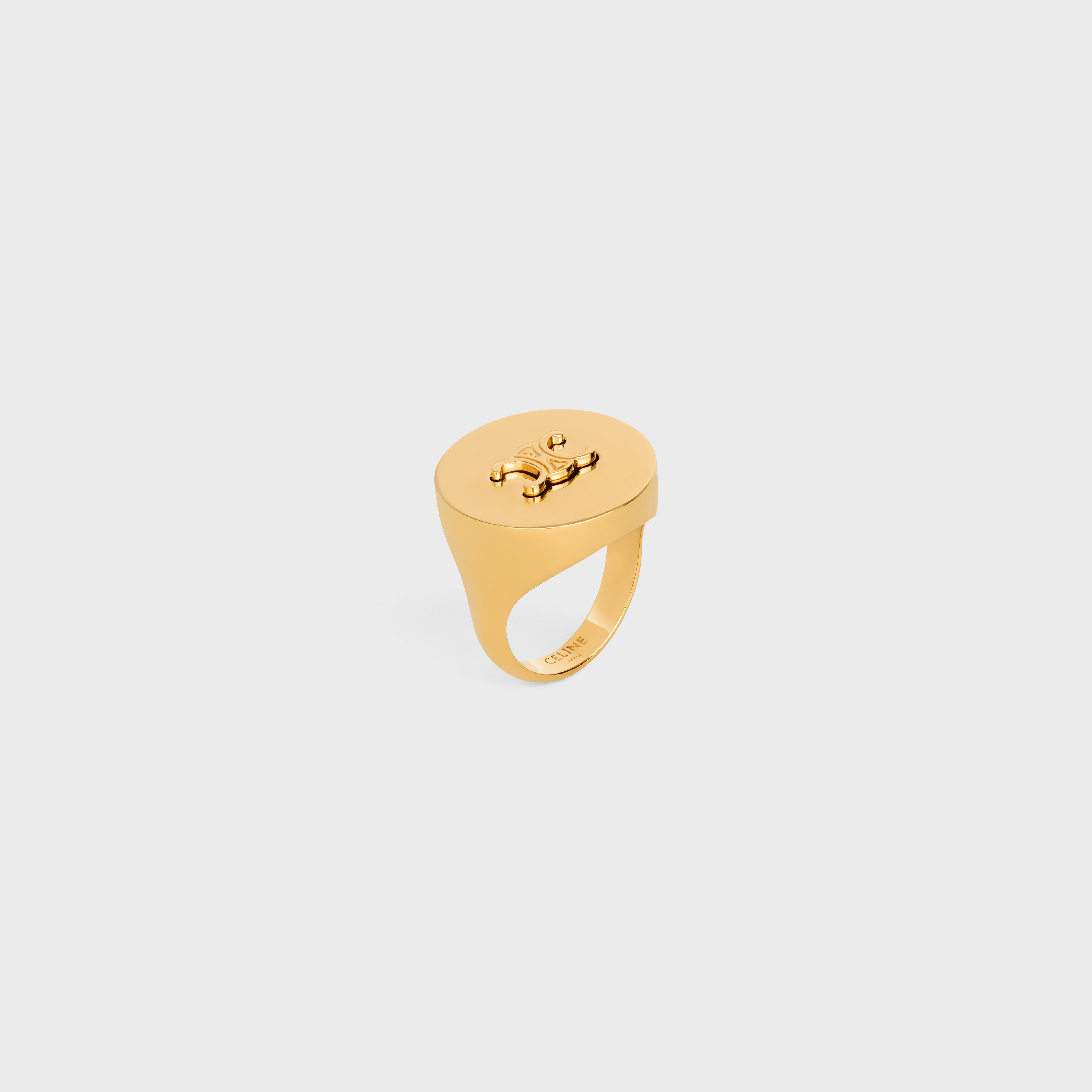Triomphe Signet Ring in Brass with Gold Finish - 2
