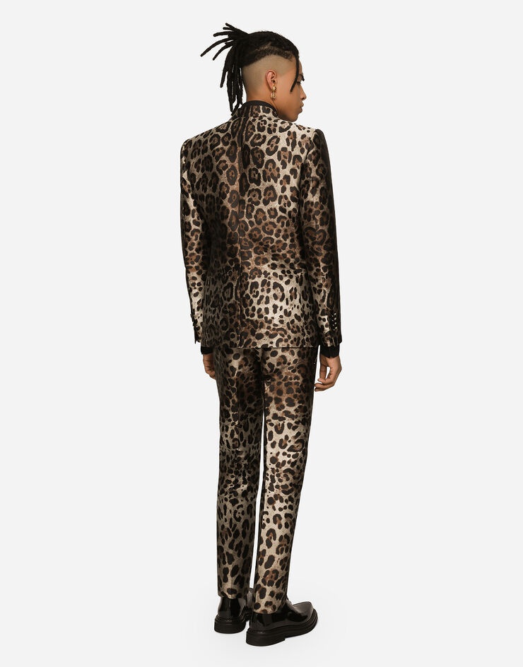 Double-breasted leopard-design jacquard Sicilia-fit suit - 3