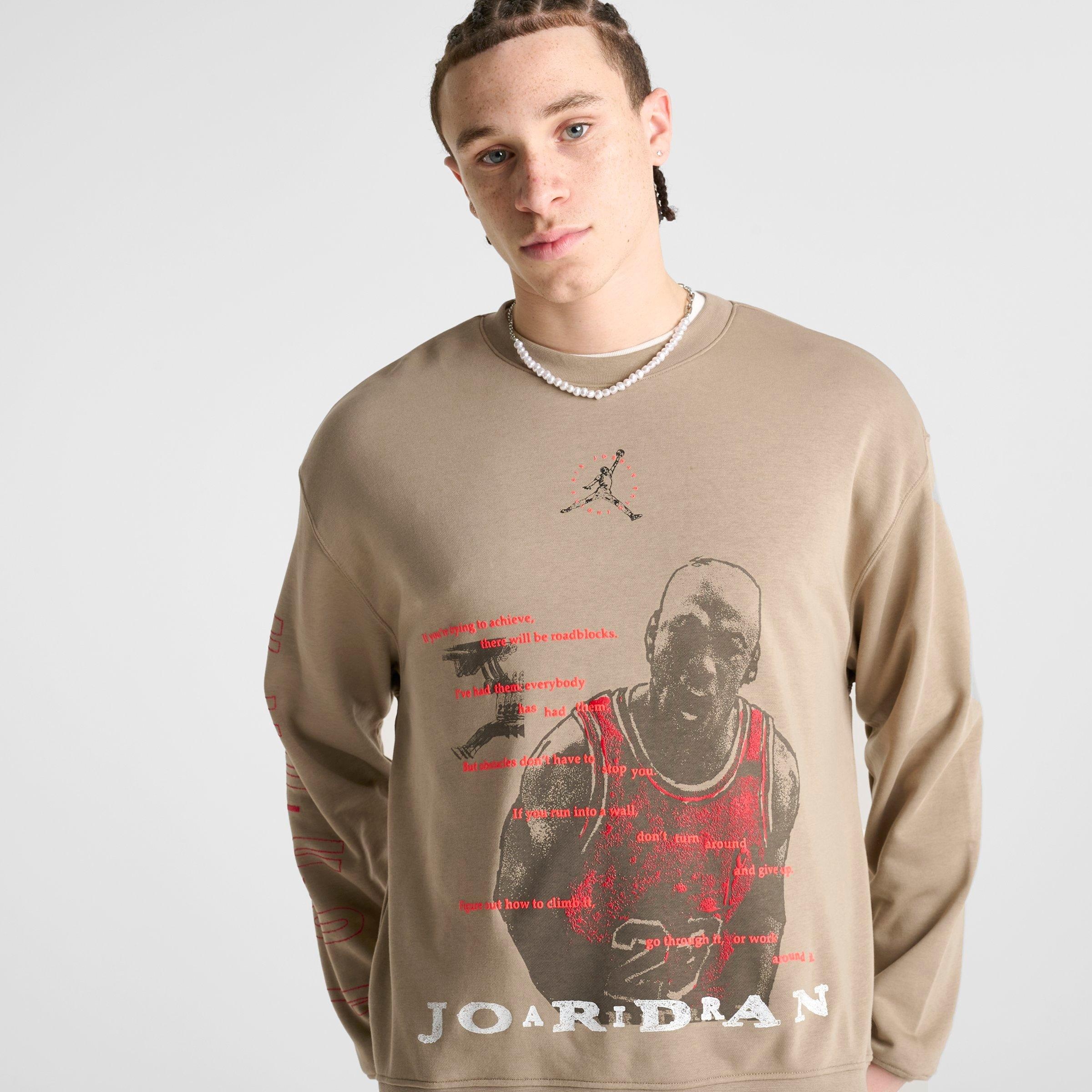 Jordan MEN S JORDAN ESSENTIALS FLIGHT CLUB GRAPHIC LOOPBACK FLEECE CREWNECK SWEATSHIRT finishline REVERSIBLE