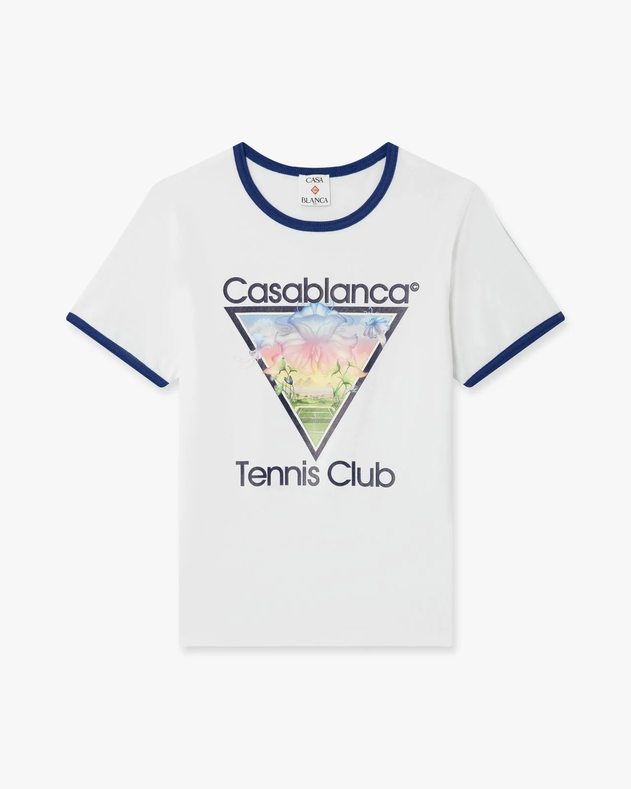 White Tennis Club Icon Cropped Ringer Short Sleeve T‑Shirt - 1
