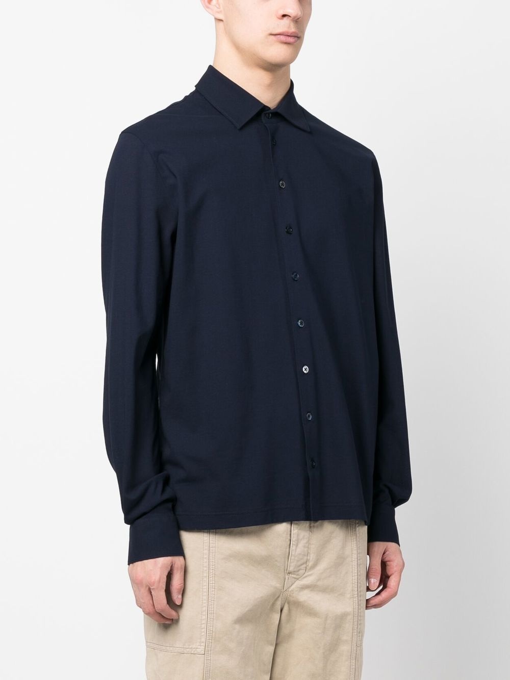 spread-collar cotton shirt - 3