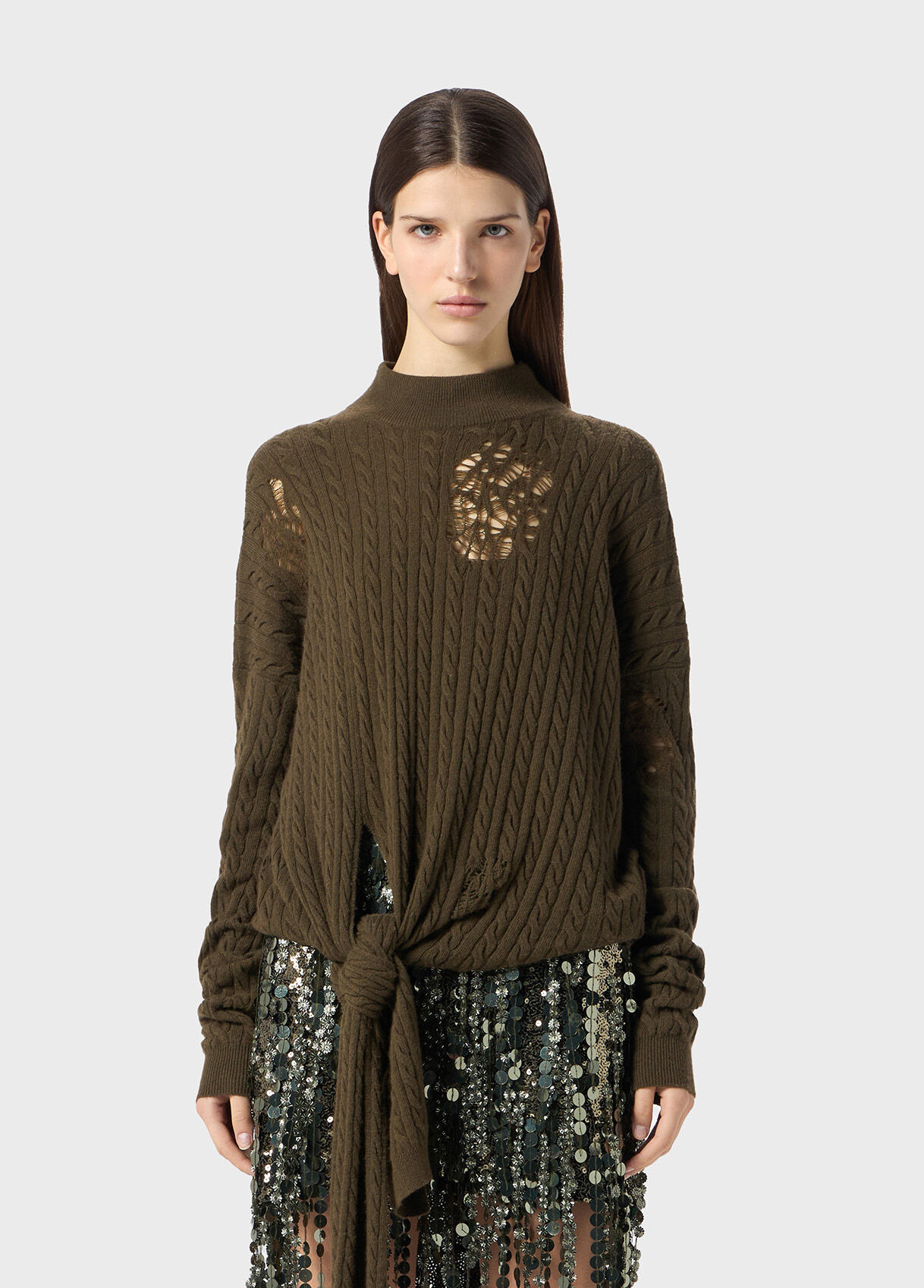 TWISTED KNIT SWEATER WITH FRONT KNOT - 2