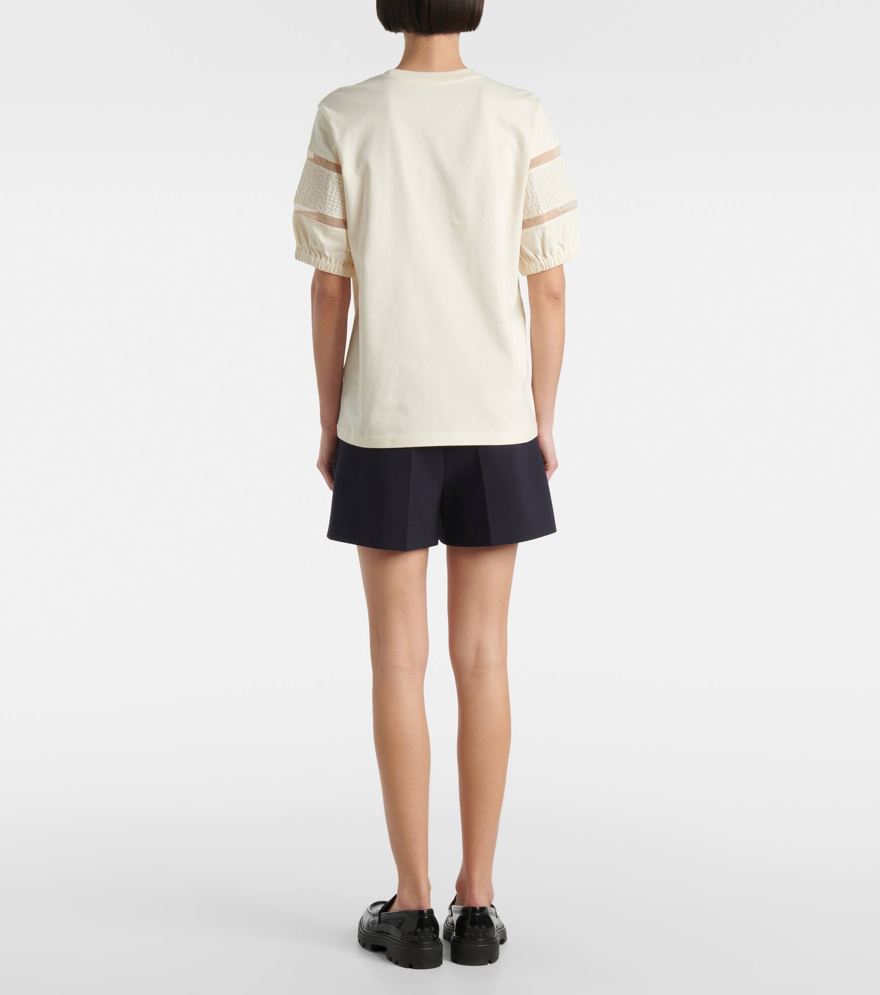 Lace-trimmed cotton T-shirt - 3
