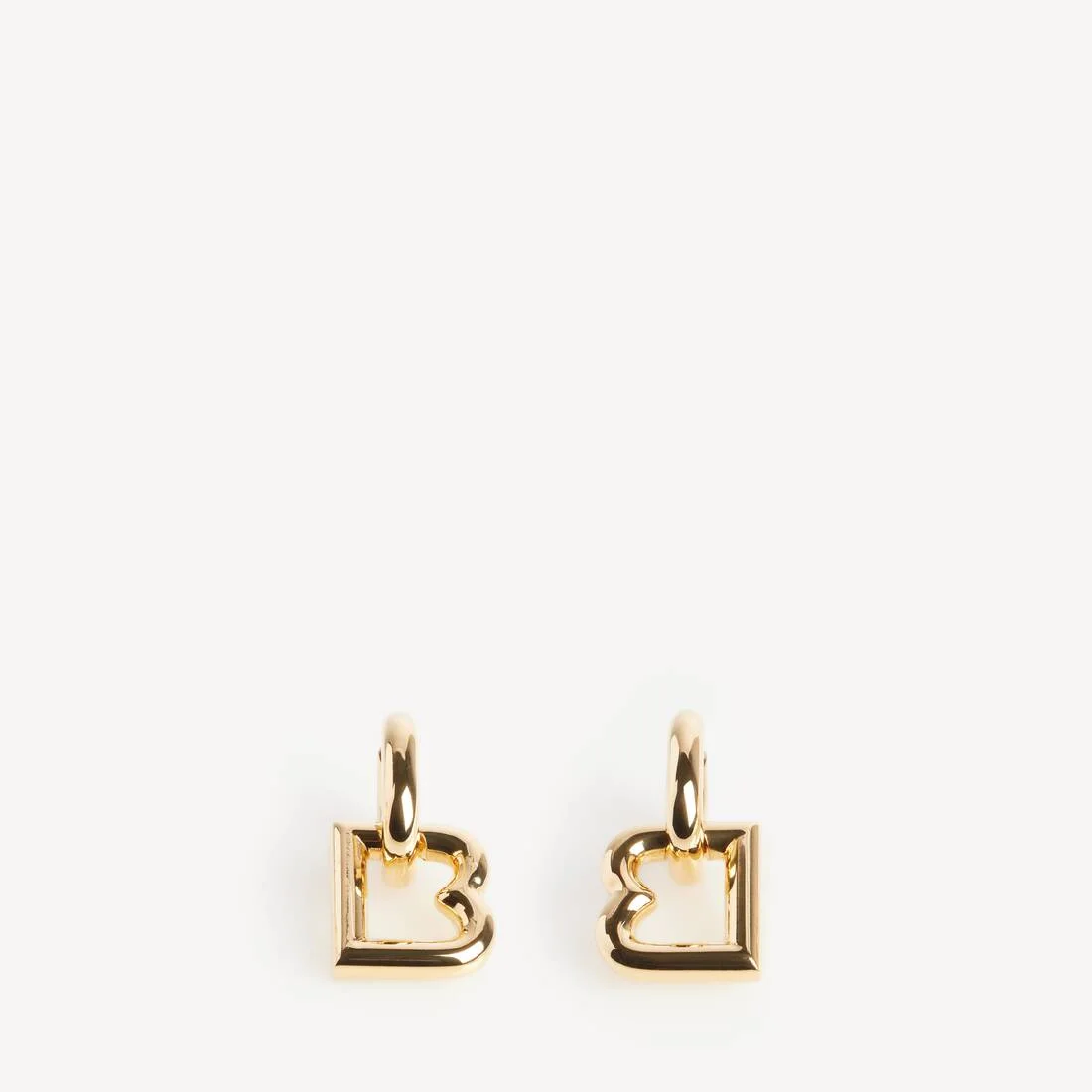 Women's B Hoop Earrings in Shiny Gold - 1