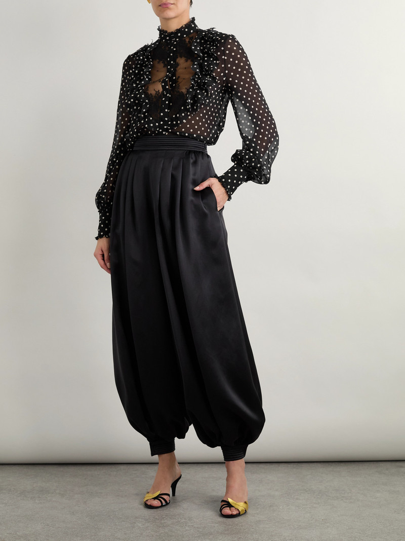 Valentino Ruffled Lace-trimmed Polka-dot Silk-chiffon Shirt outlook