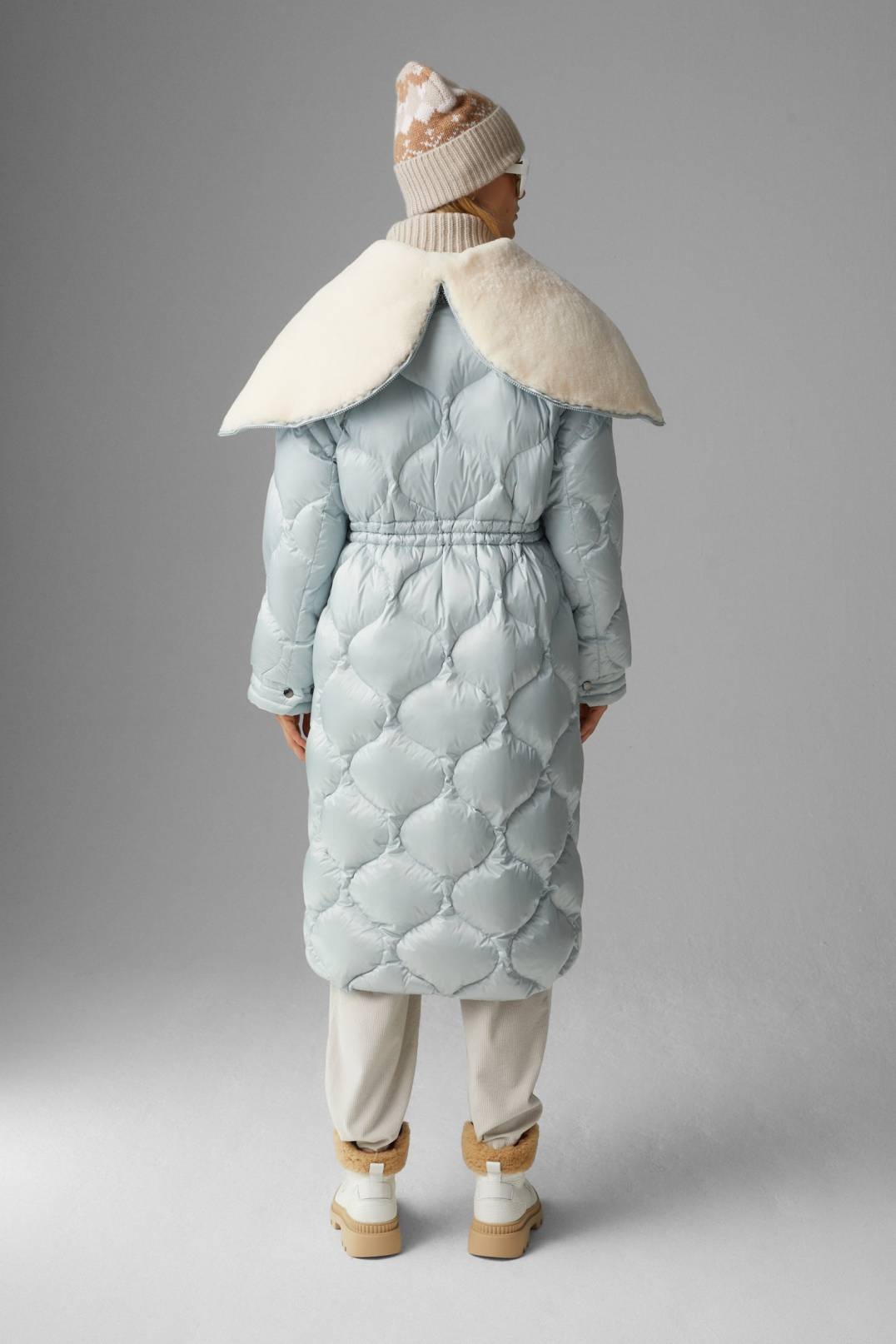 VALLY LAMBSKIN DOWN COAT IN ICE BLUE - 3