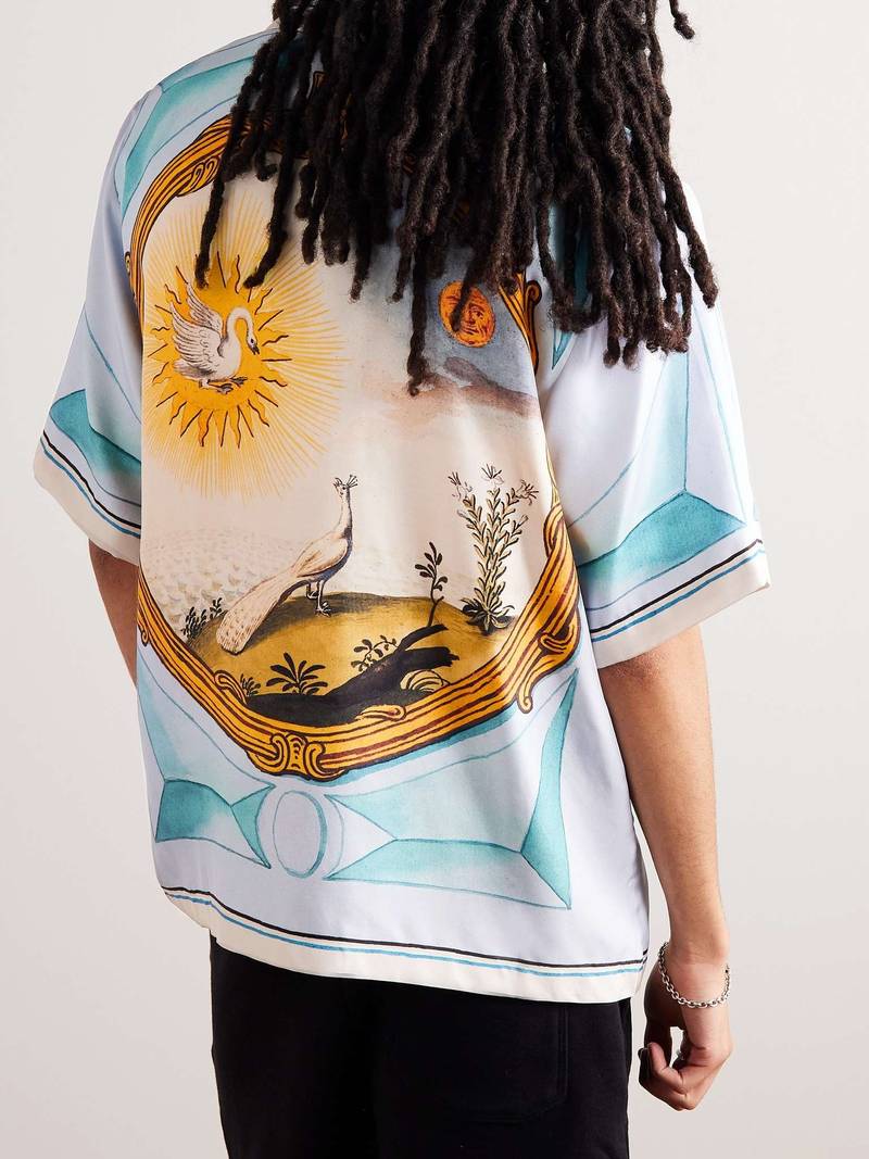 Landscape Frame Camp-Collar Printed Silk-Twill Shirt 4