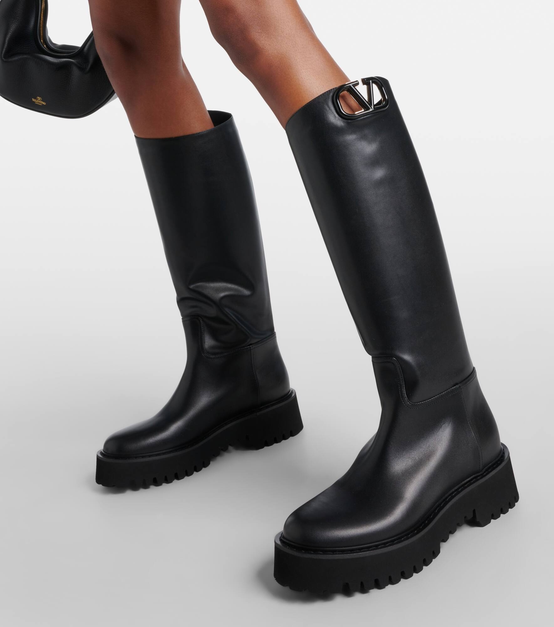 VLogo Signature leather rain boots - 4