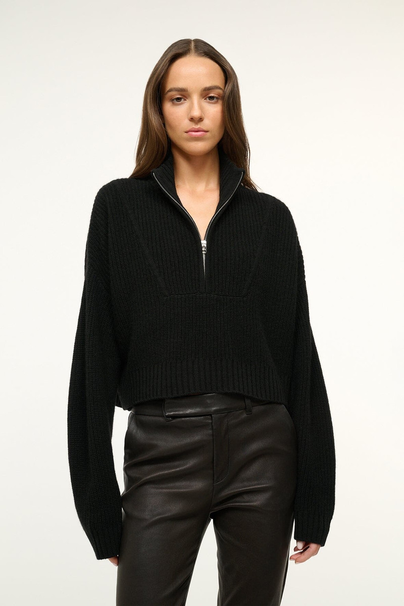 STAUD STAUD CASHMERE CROPPED HAMPTON SWEATER BLACK outlook