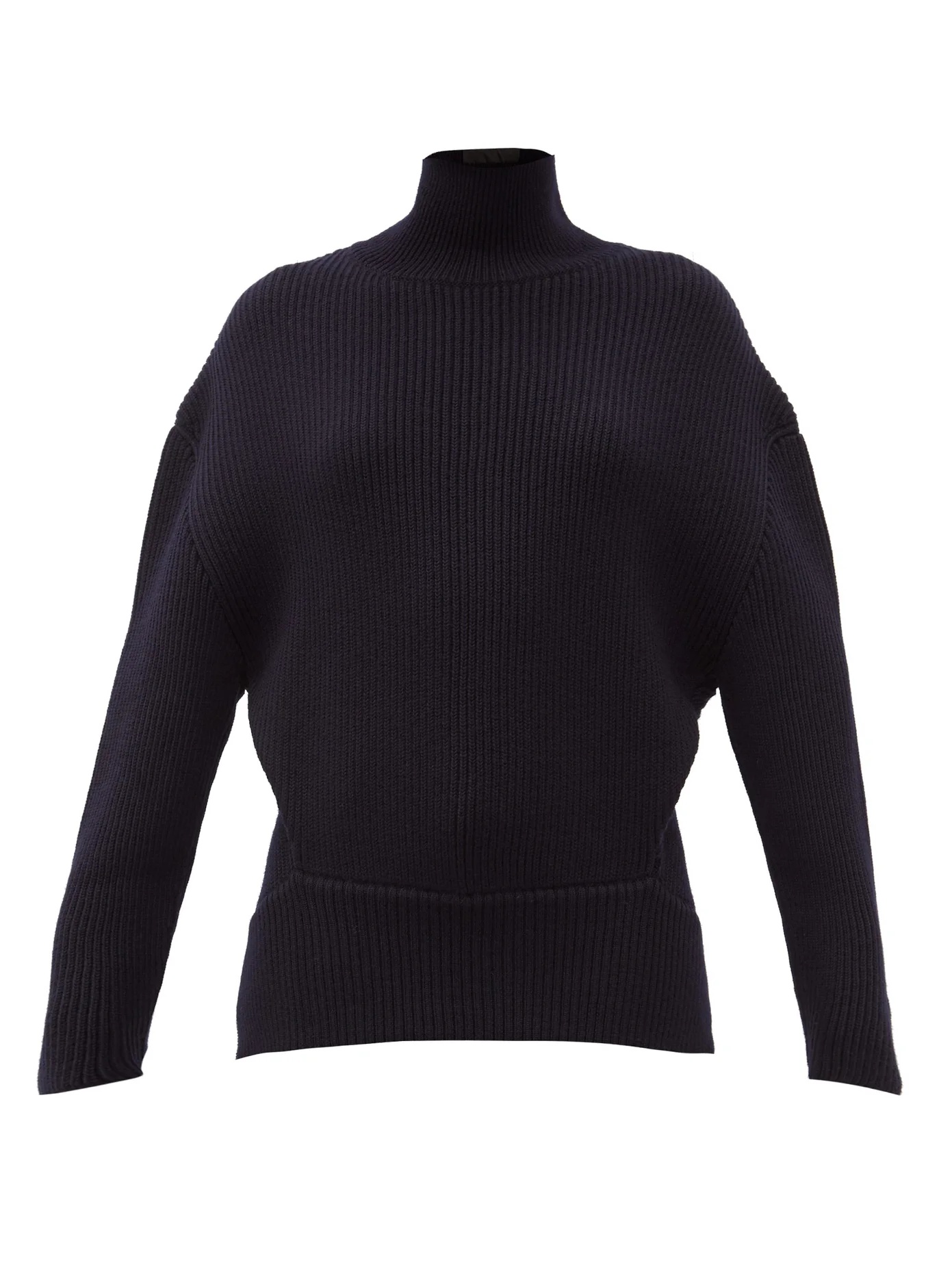 Roll-neck ribbed wool sweater - 1