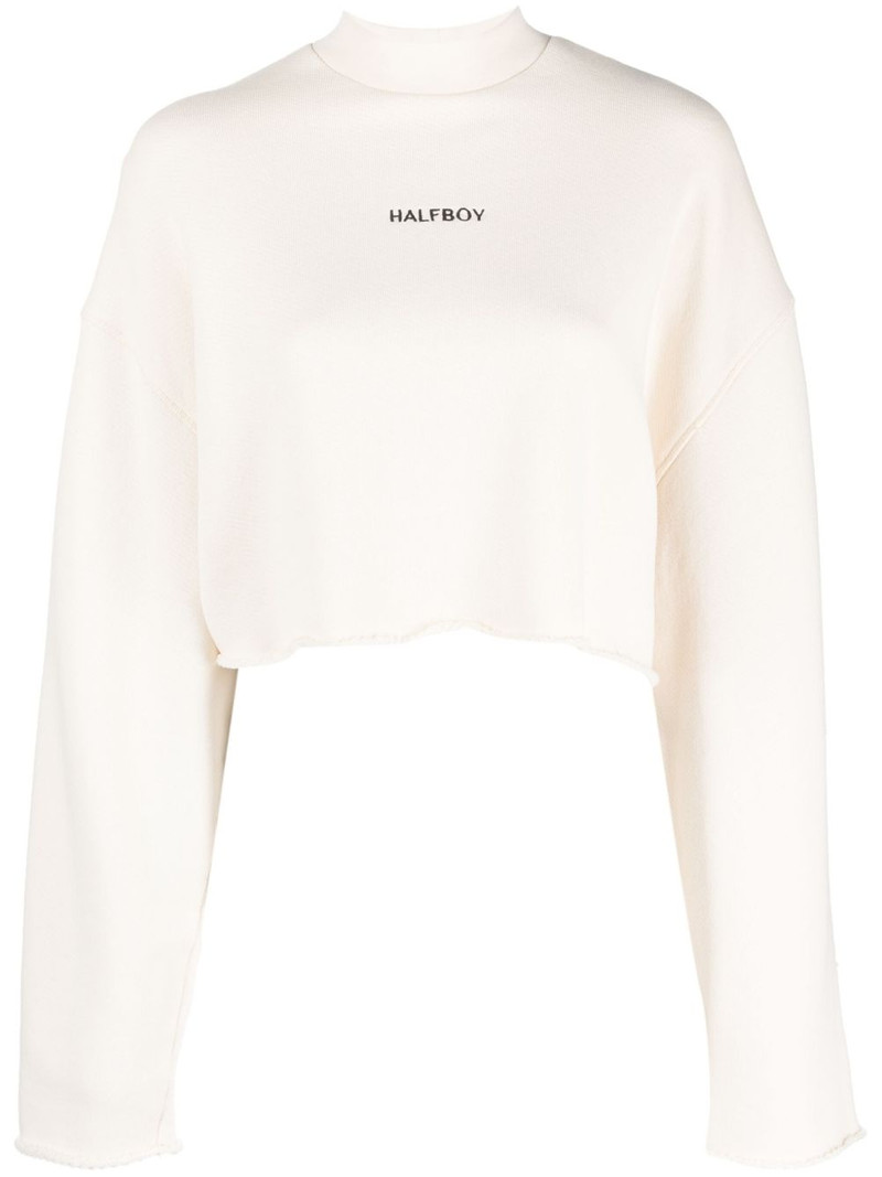 logo-embroidered cropped sweatshirt 1