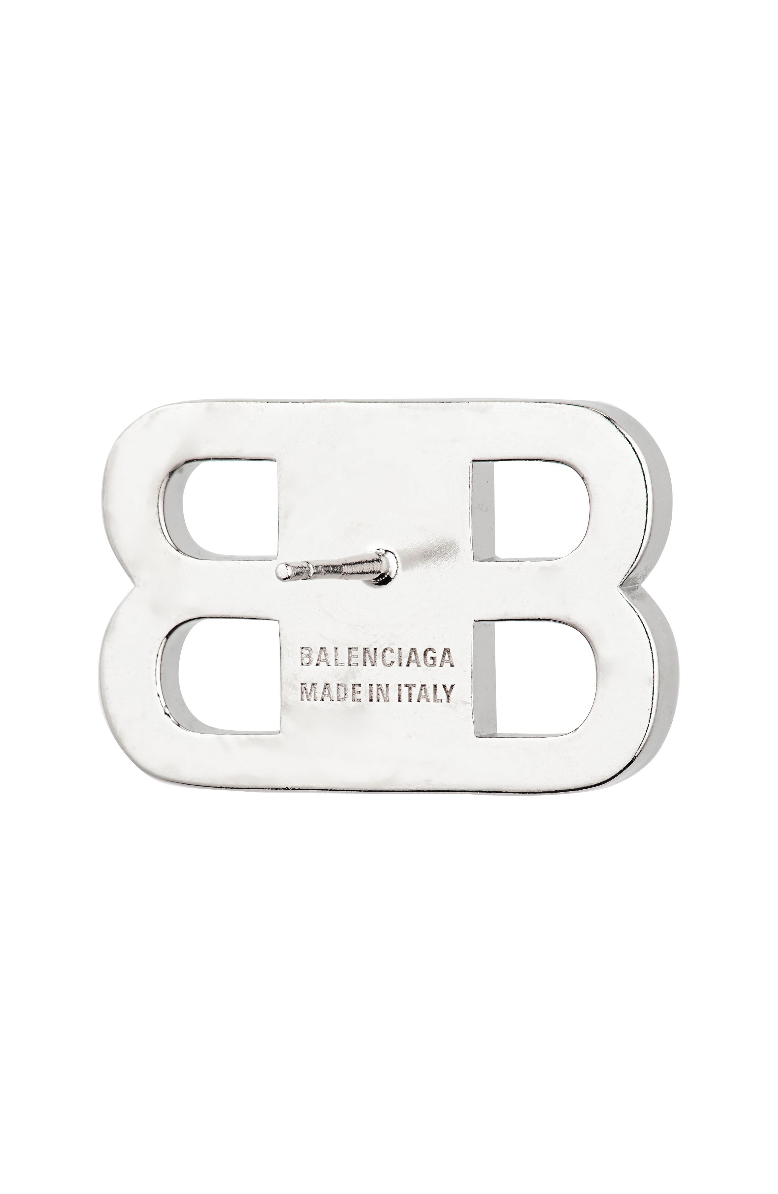 Balenciaga BB 2.0 Crystal Stud Earrings in Silver/Crystal at Nordstrom - 2