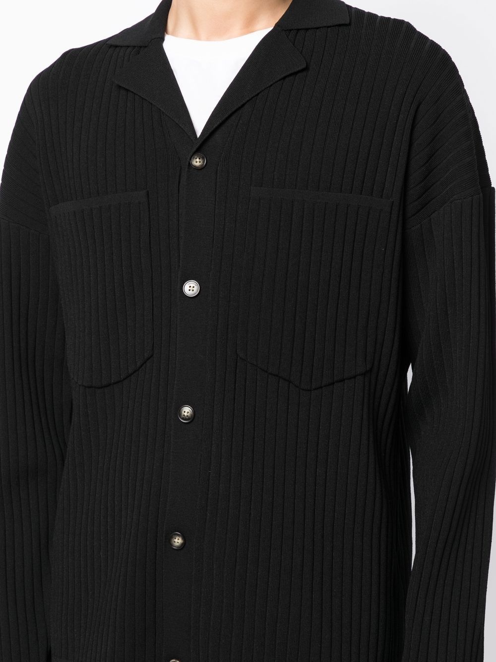 CAMP COLLAR RIBBED CARDIGAN - 4