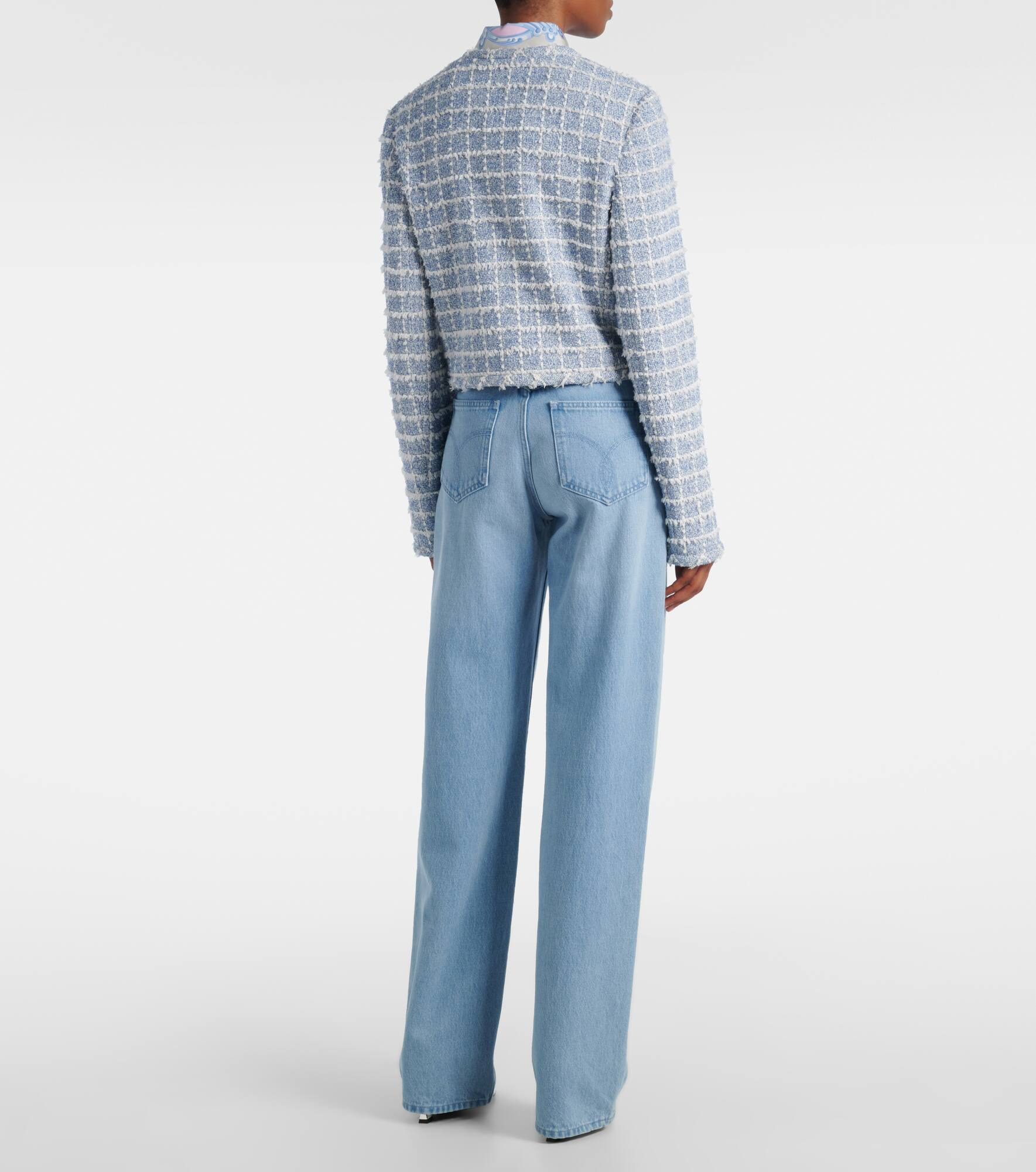 Medusa cropped cotton-blend tweed jacket - 3
