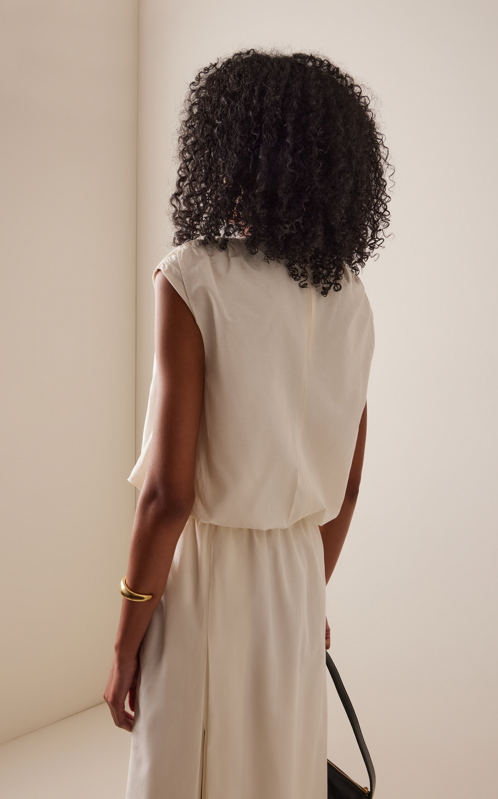 Sma Gathered Cotton-Silk Top ivory - 4